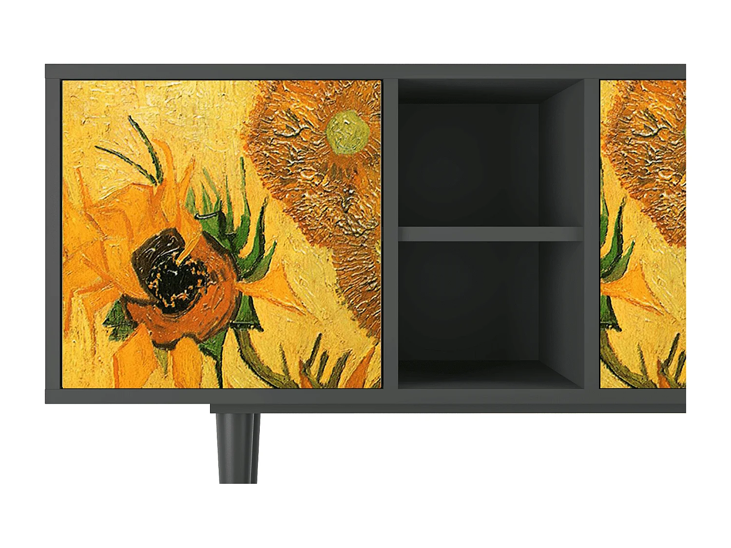 Meuble TV - 150х69х41 cm - T5 - Sunflowers, Anthracite