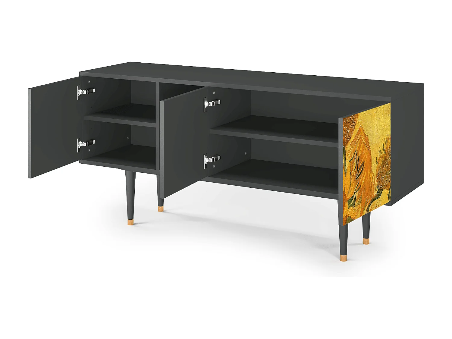 Meuble TV - 150х69х41 cm - T5 - Sunflowers, Anthracite