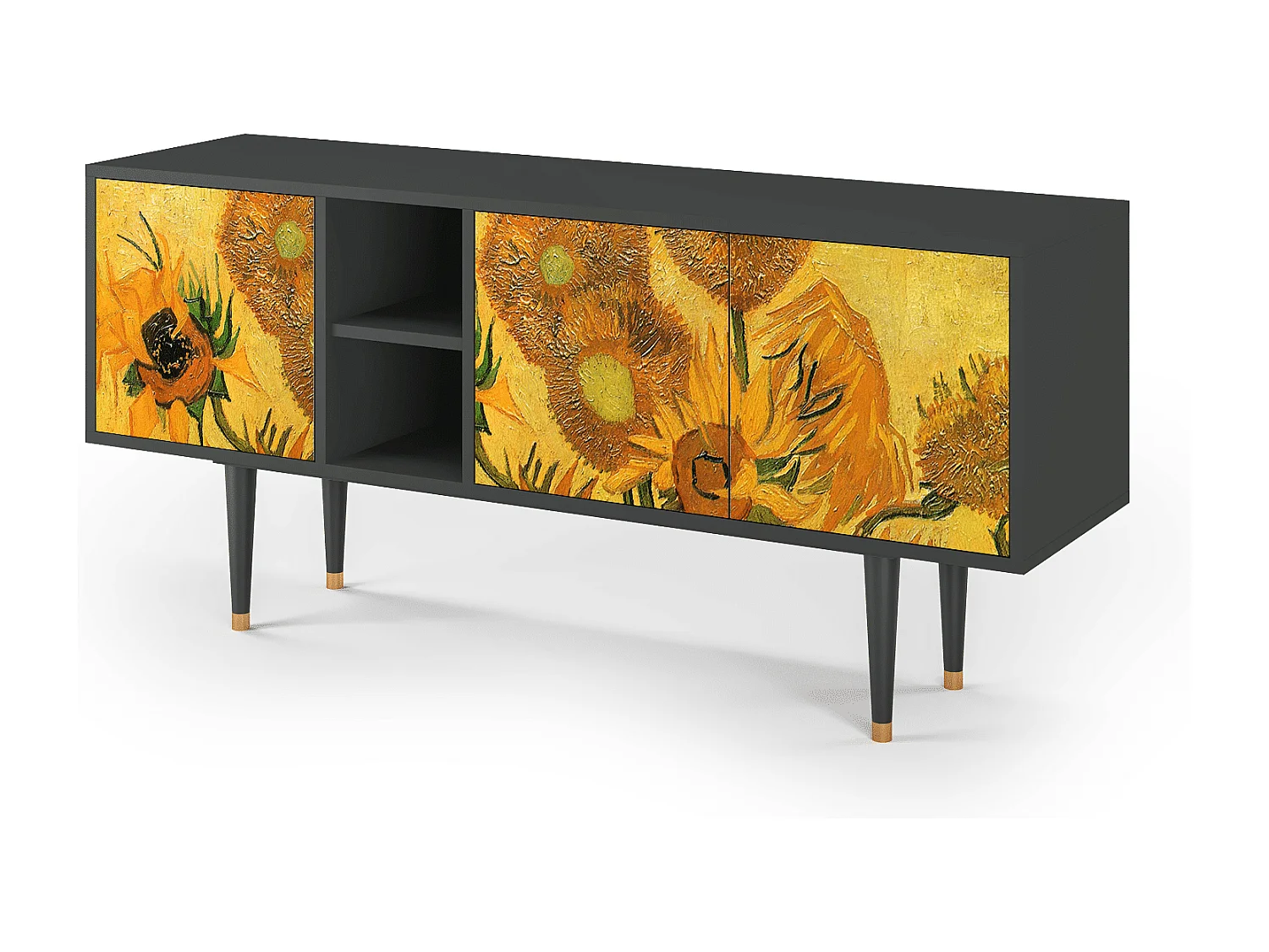 Meuble TV - 150х69х41 cm - T5 - Sunflowers, Anthracite