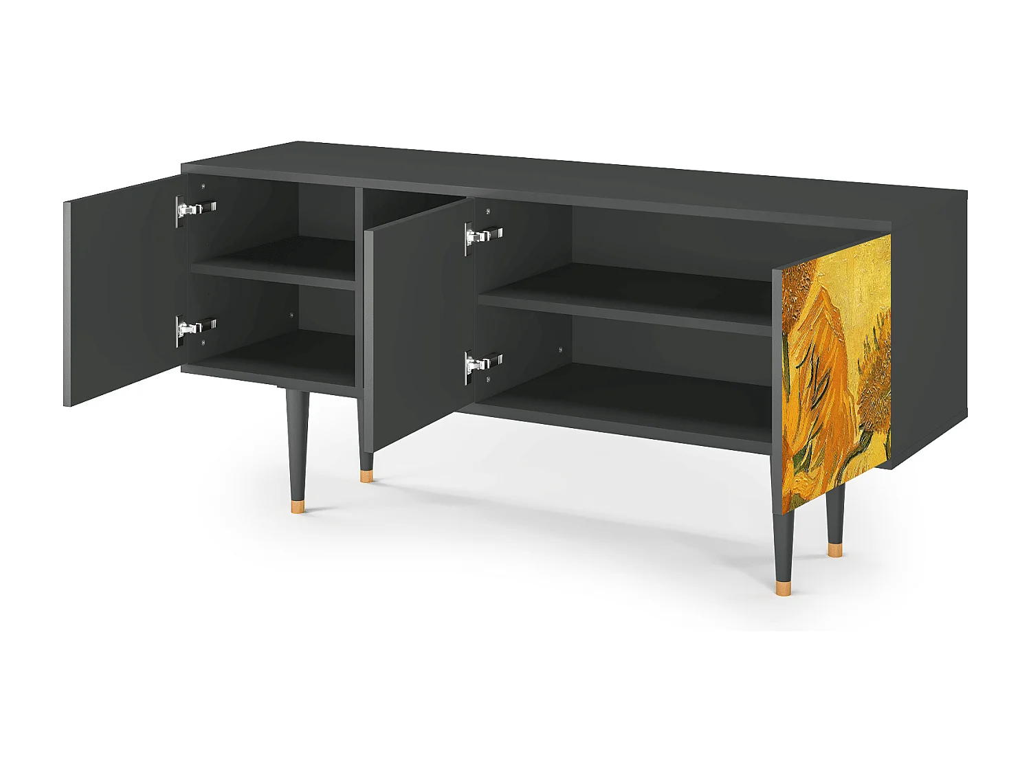 Meuble TV - 150х69х41 cm - T5 - Sunflowers, Anthracite