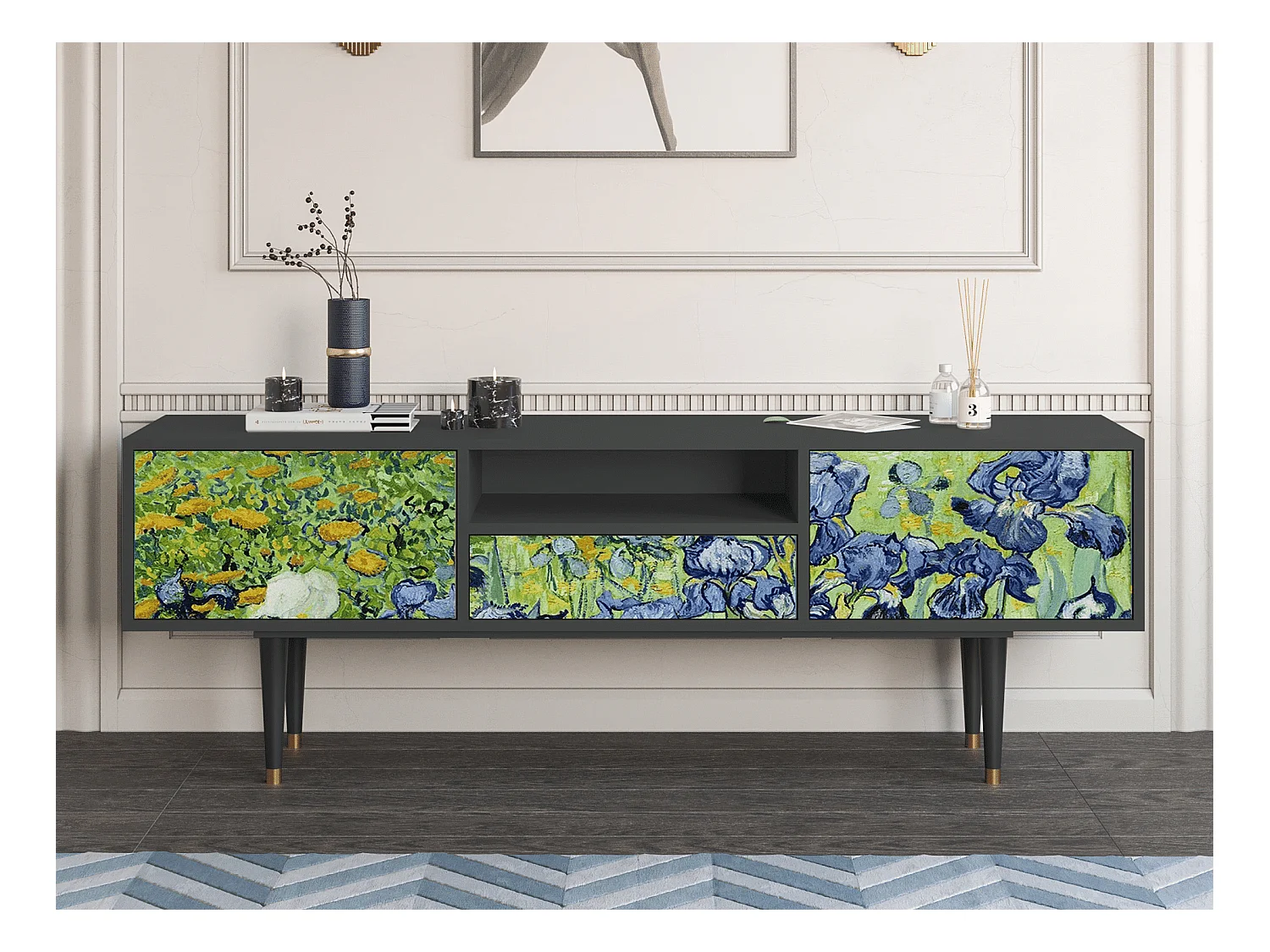 Mobile TV - 170х59х41 cm - T6 - Irises , Antracite