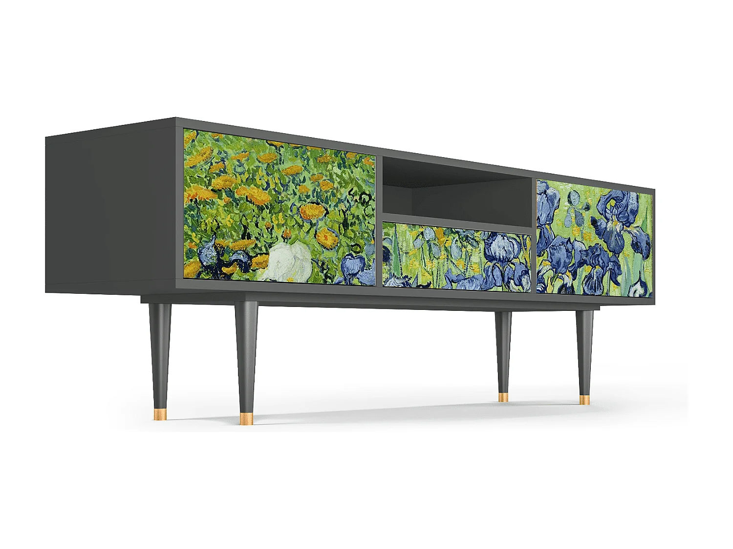 Mueble de TV - 170х59х41 cm - T6 - Irises , Antracita