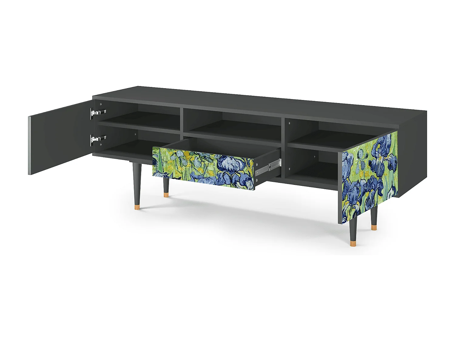 Mueble de TV - 170х59х41 cm - T6 - Irises , Antracita