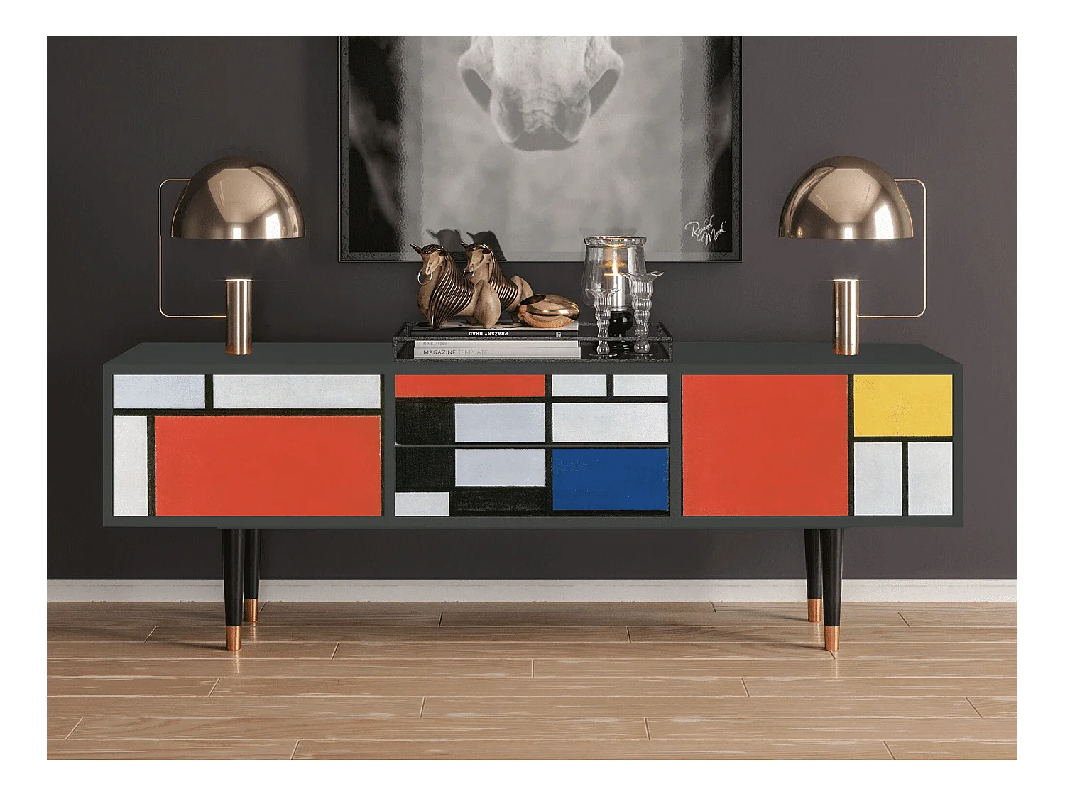 Szafka RTV - 170х59х48 cm - T4 - Composition, Antracyt