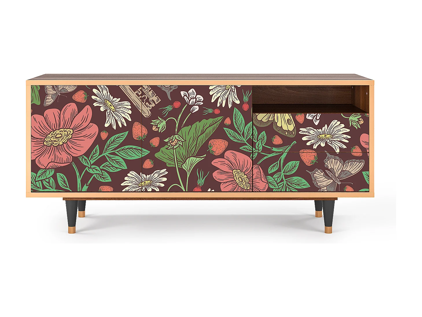 Mueble de TV - 125х56х41 cm - T7 - Alice in Wonderland, Nogueira