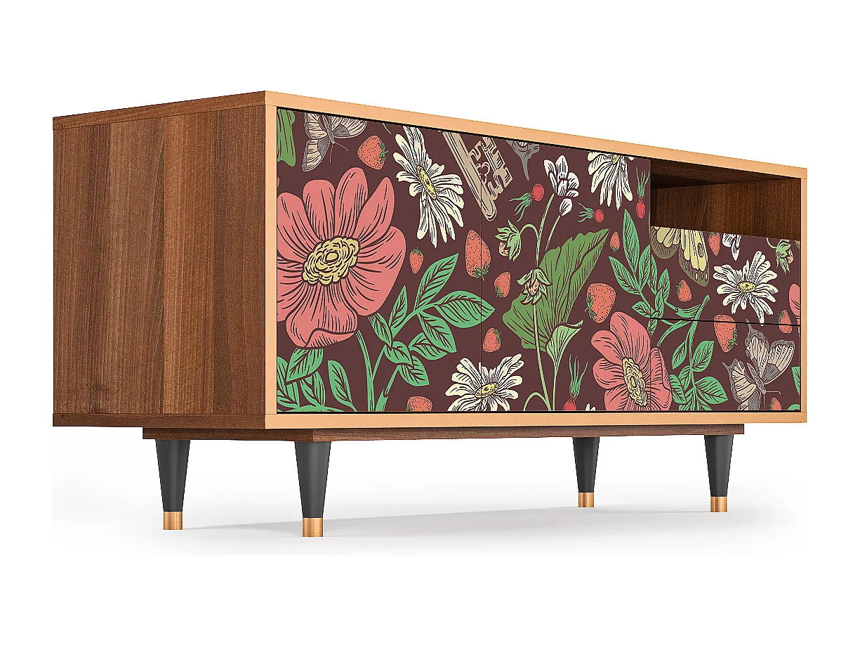 Mueble de TV - 125х56х41 cm - T7 - Alice in Wonderland, Nogueira