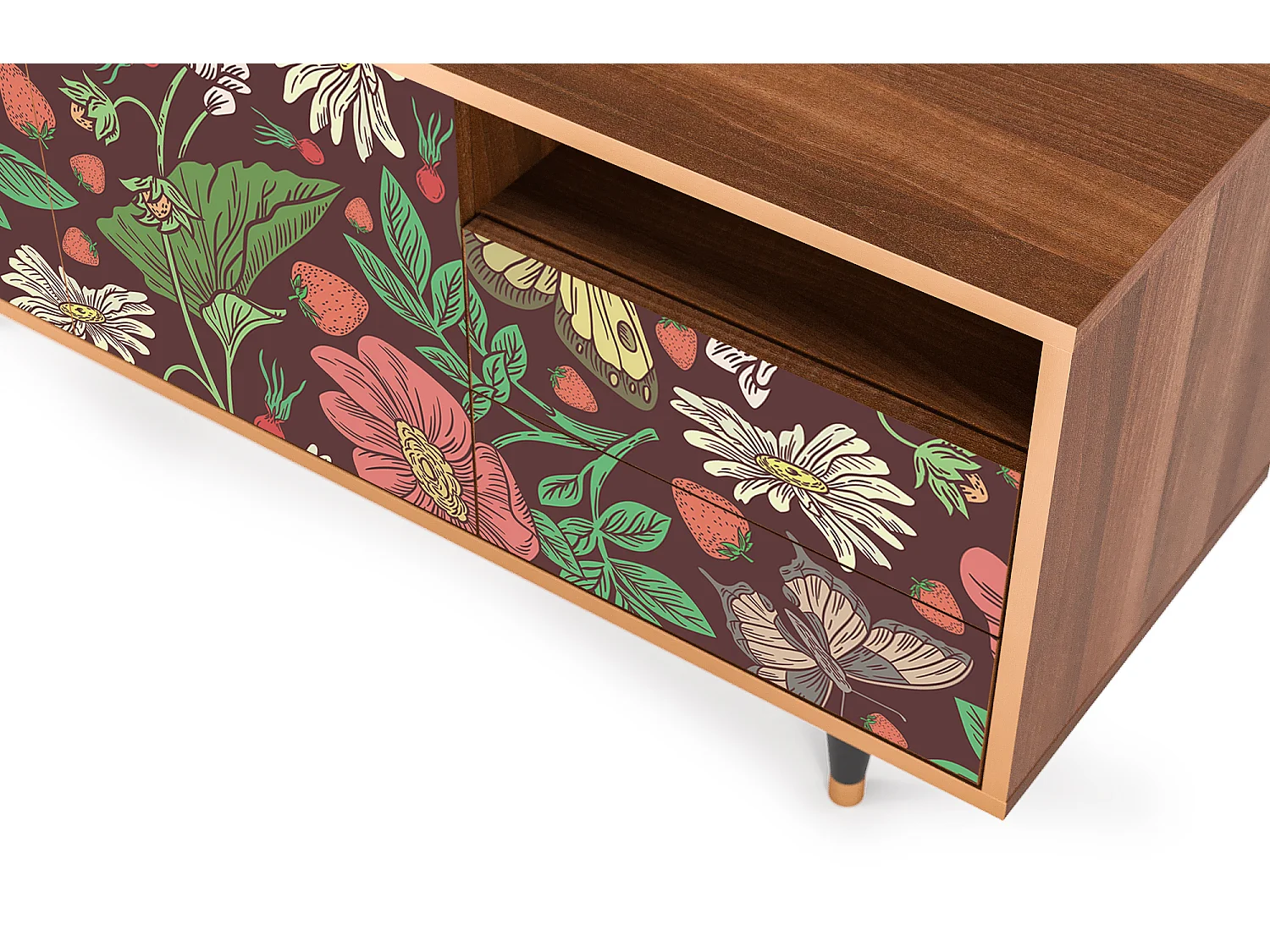 Meuble TV - 125х56х41 cm - T7 - Alice in Wonderland, Noyer