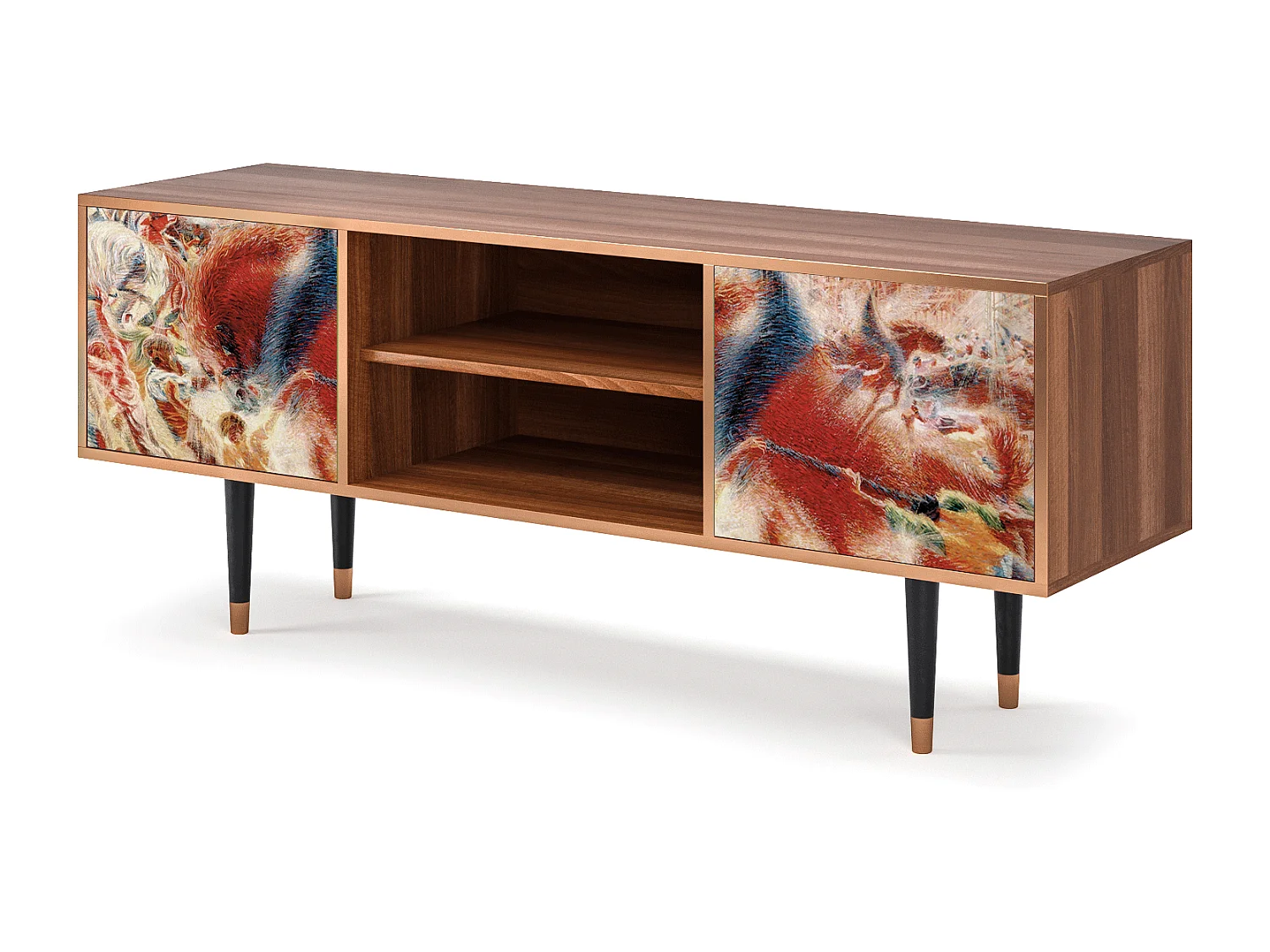 Szafka RTV - 170х69х48 cm - T2 - The City Rises, Orzech