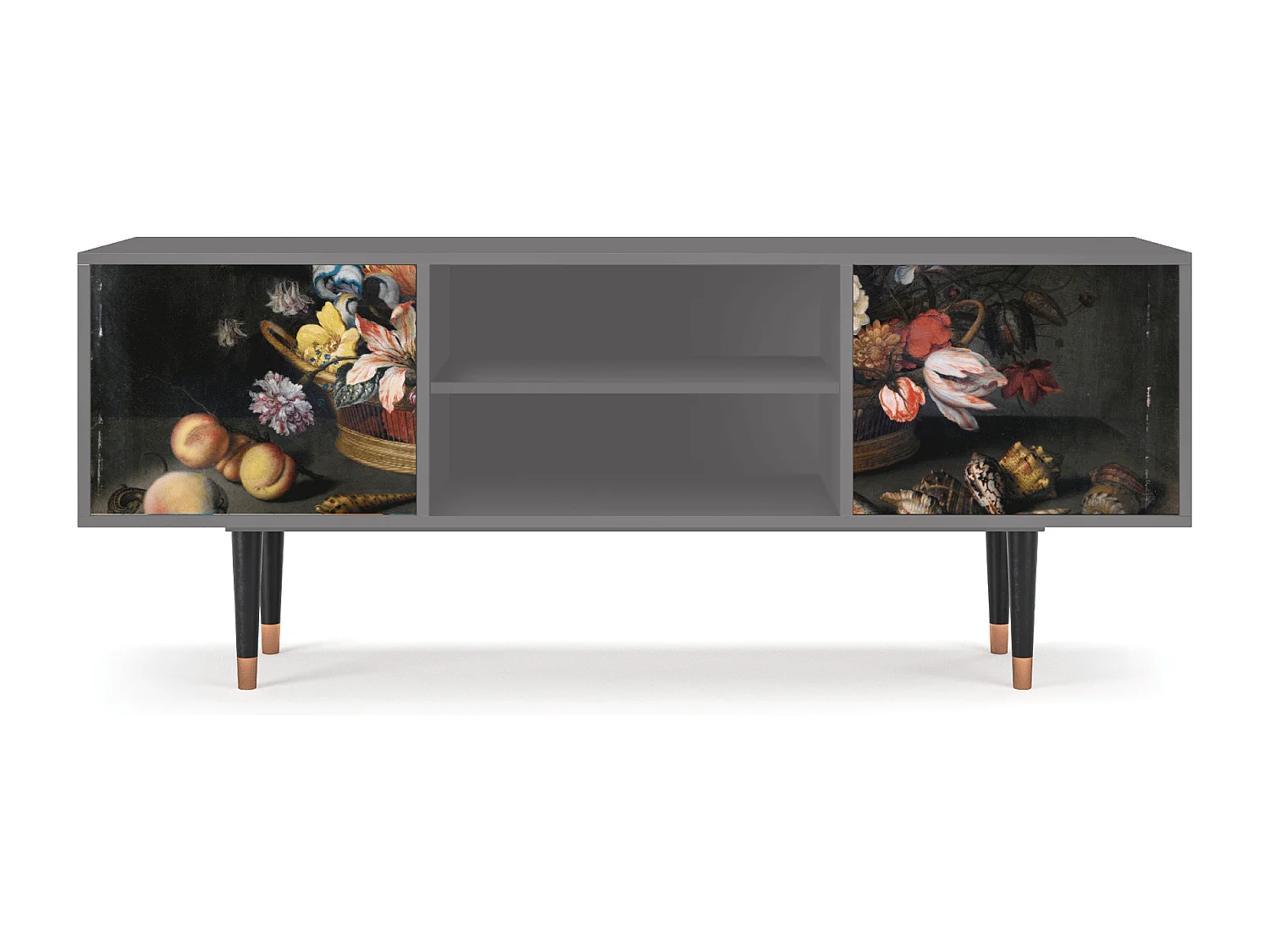 Mobile TV - 170х69х48 cm - T2 - Still Life with Flowers, Grigio