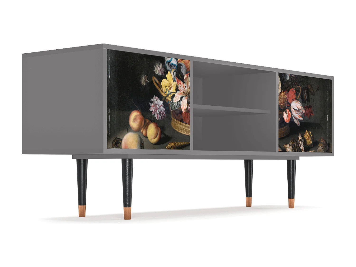 Mobile TV - 170х69х48 cm - T2 - Still Life with Flowers, Grigio