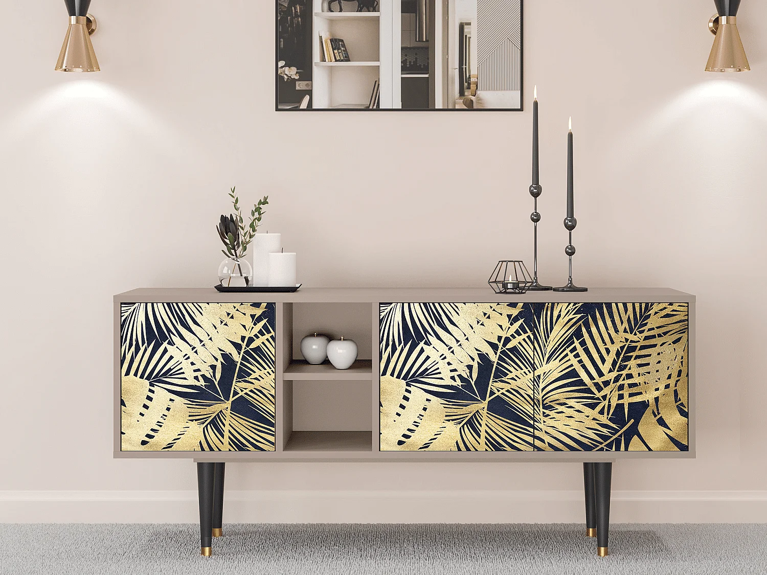 Meuble TV - 150х69х41 cm - T5 - Jungle Vibes, Latte