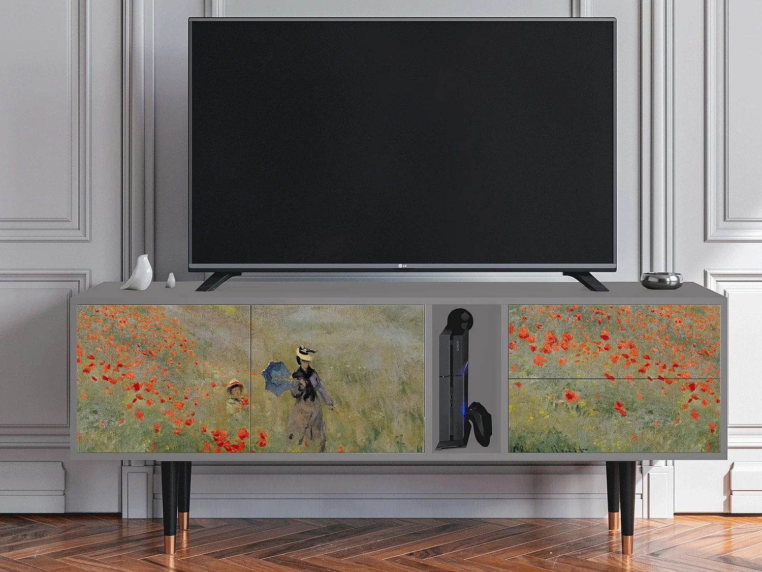 Mobile TV - 170х69х48 cm - T1 - The Poppy Field   , Grigio
