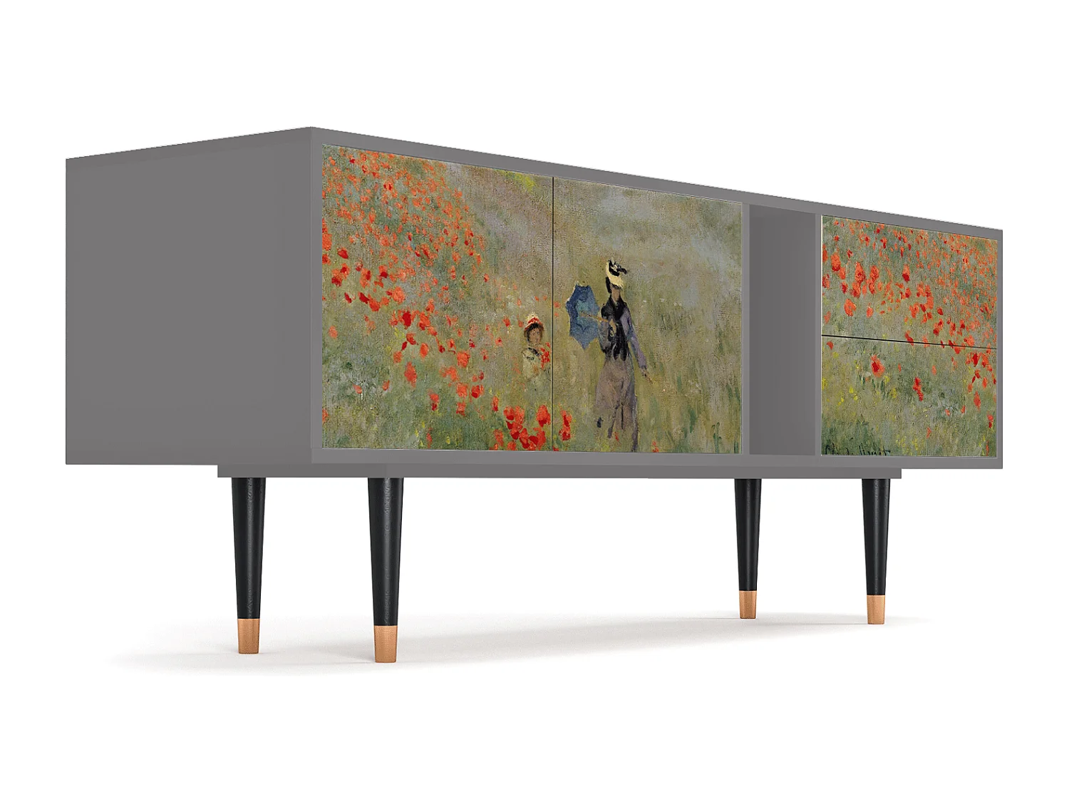 Mobile TV - 170х69х48 cm - T1 - The Poppy Field   , Grigio