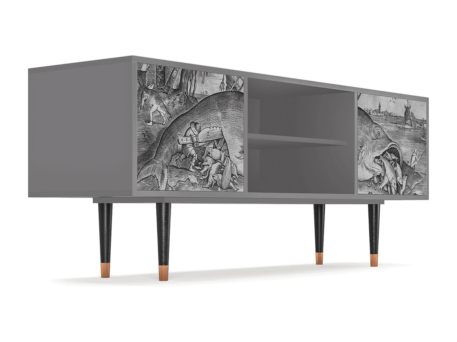 Meuble TV - 170х69х48 cm - T2 - Big Fish Eat Little, Gris