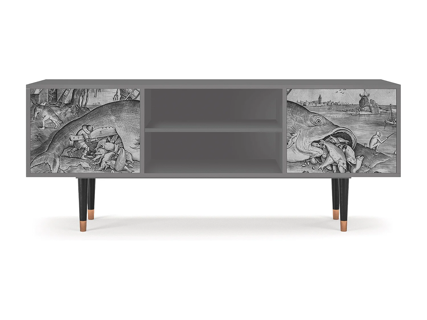 Mueble de TV - 170х69х48 cm - T2 - Big Fish Eat Little, Gris