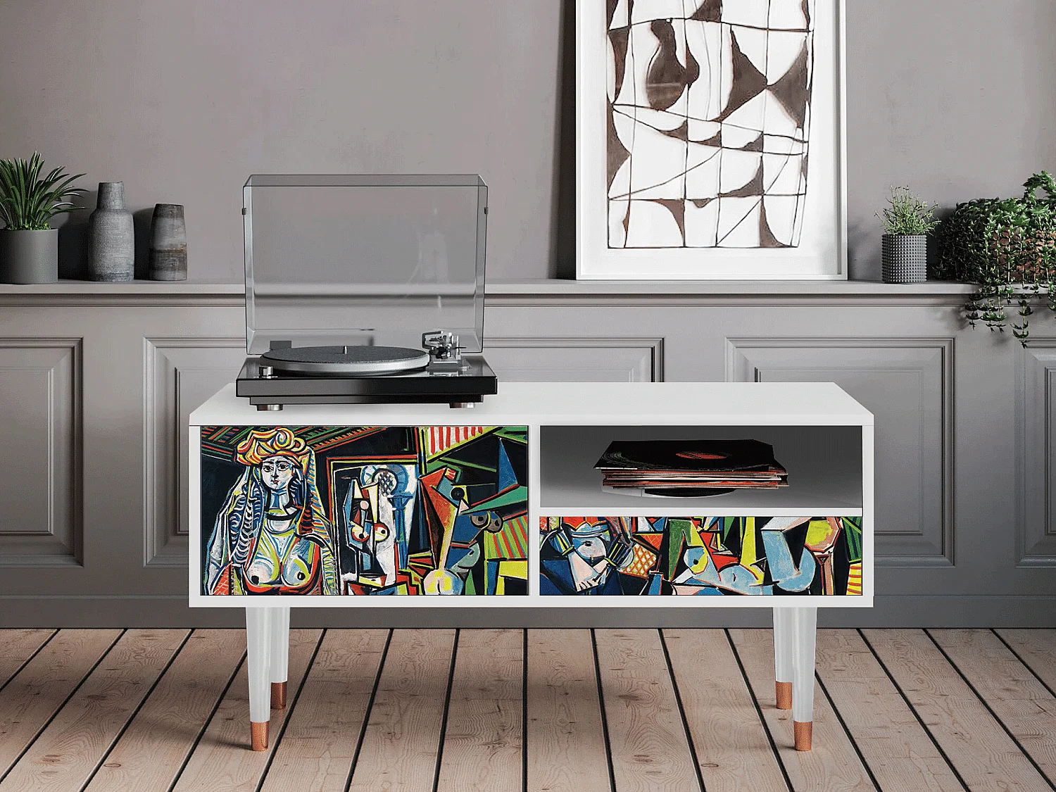 TV-Möbel - 115х59х48 cm - T3 - Women of Algiers, Weiß