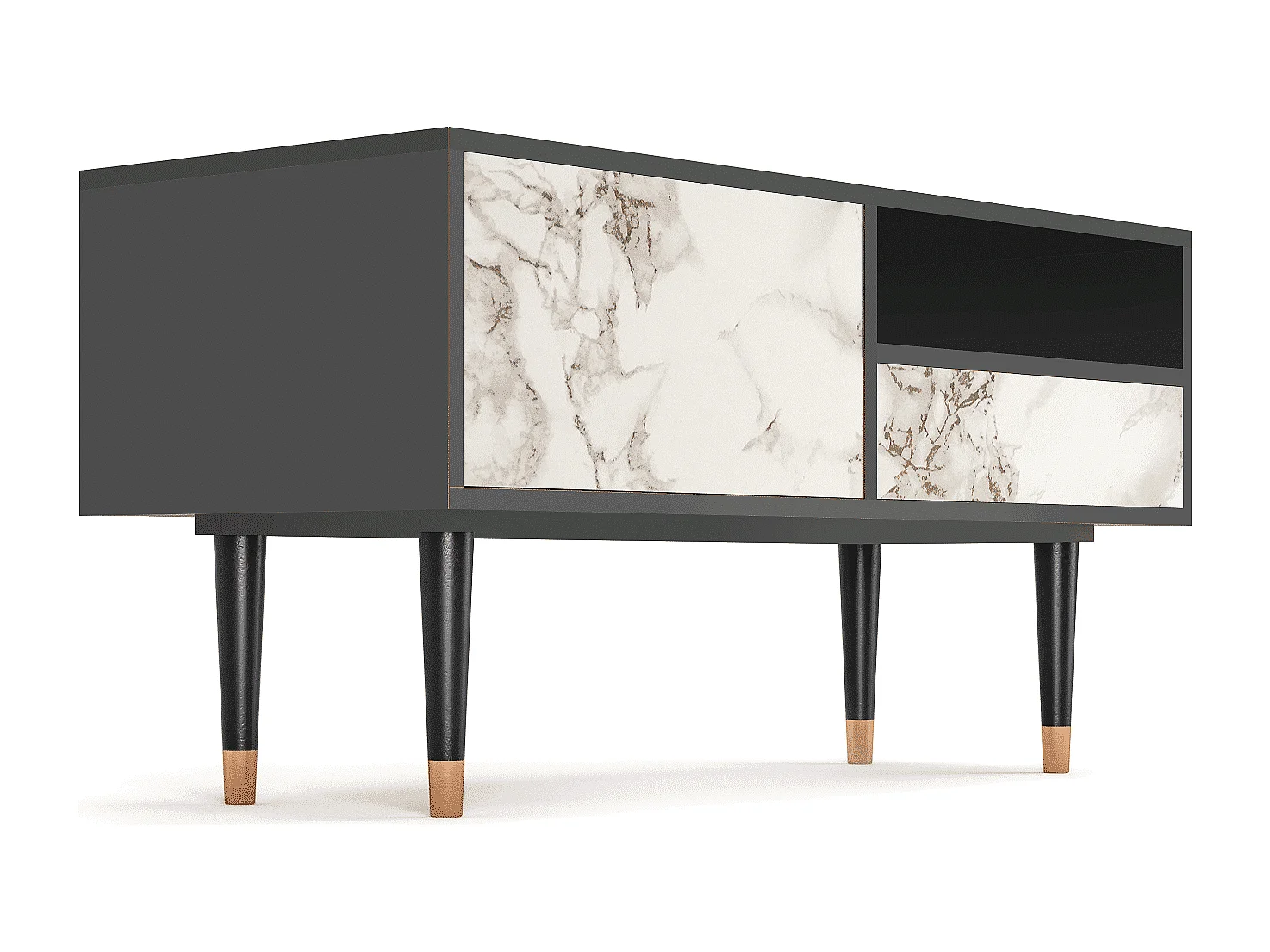 Mobile TV - 115х59х48 cm - T3 - Milk Marble, Antracite