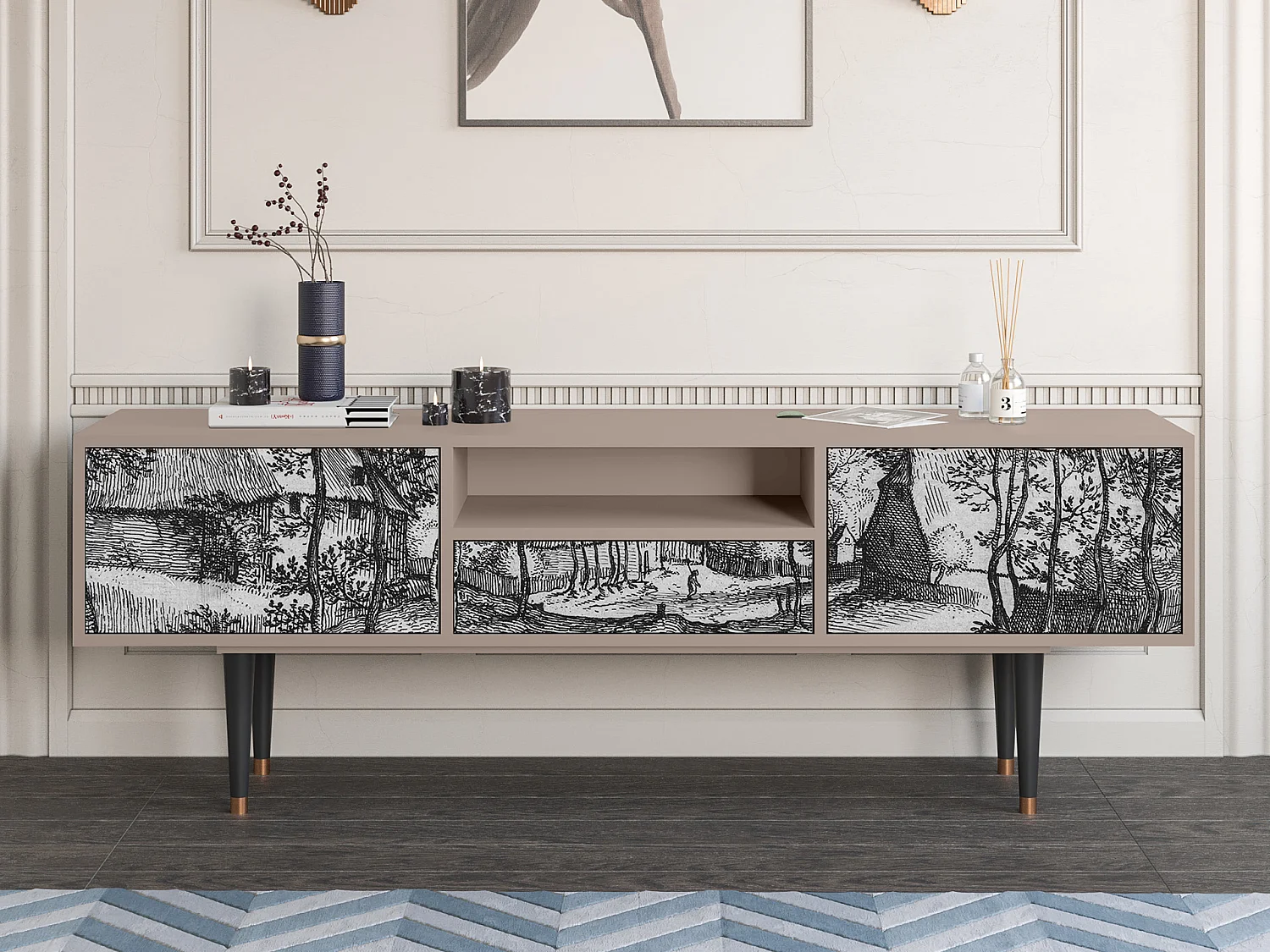 Meuble TV - 170х59х41 cm - T6 - Village Road, Latte