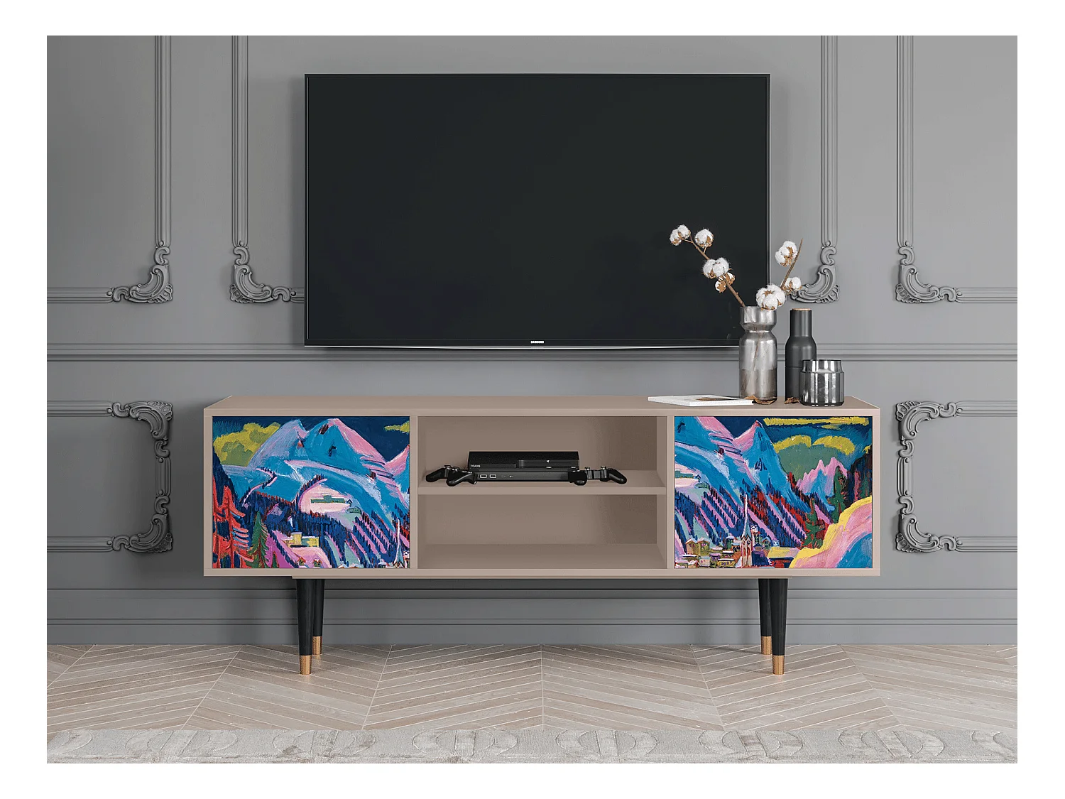 Mobile TV - 170х69х48 cm - T2 - Davos Winter, Latte