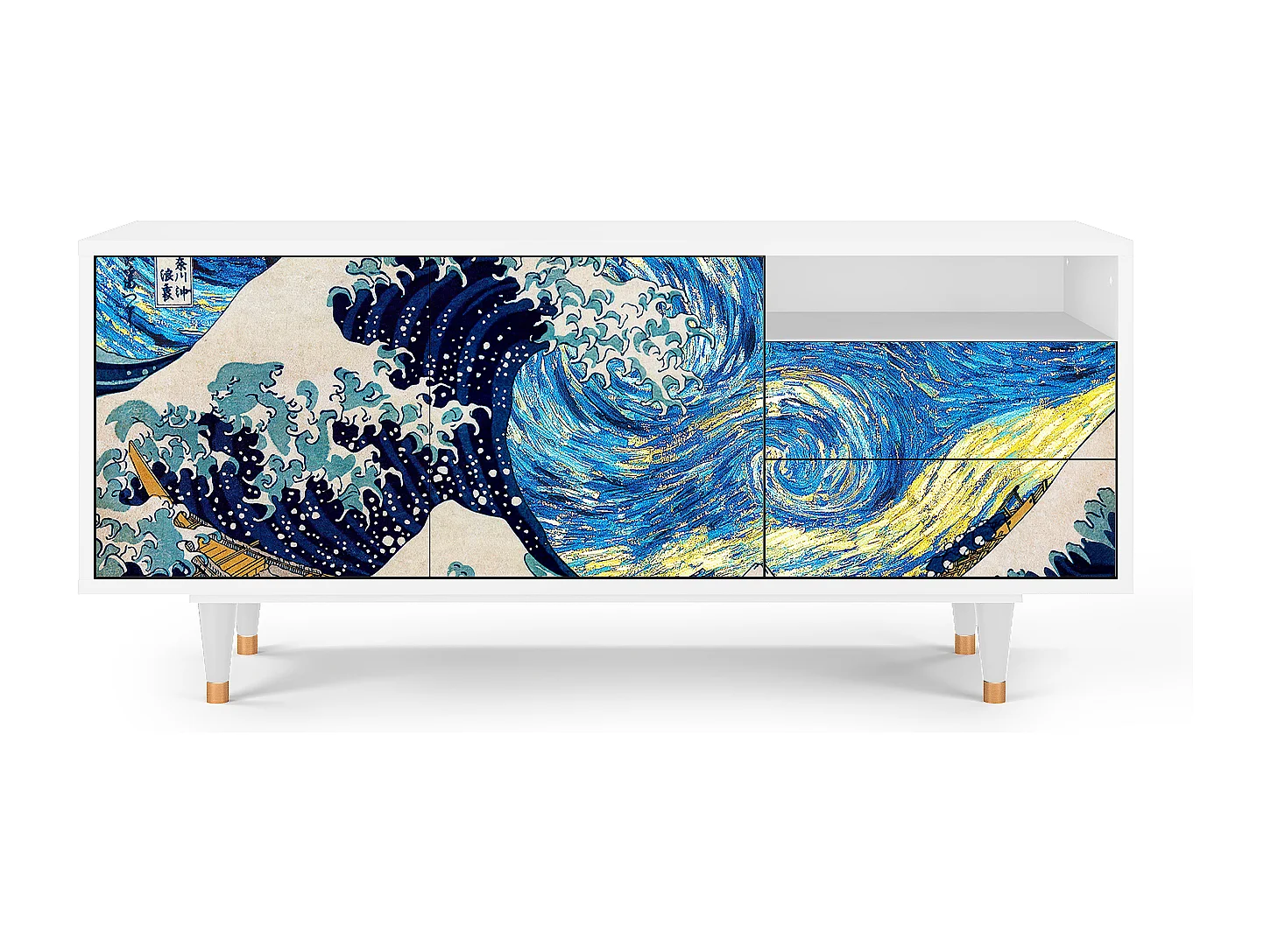 Szafka RTV - 125х56х41 cm - T7 - Great Wave, Biały