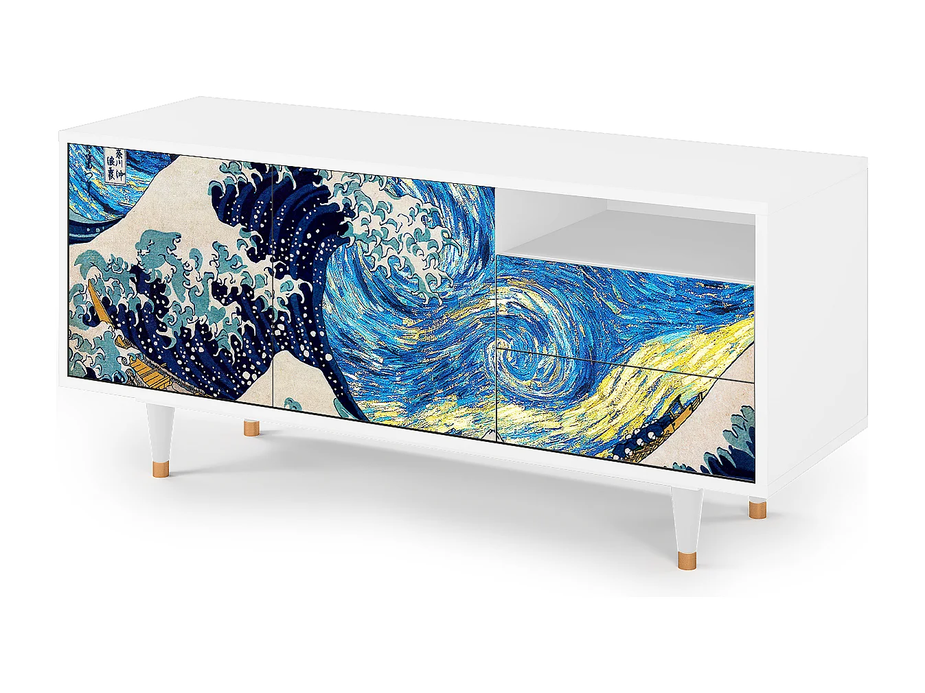 Szafka RTV - 125х56х41 cm - T7 - Great Wave, Biały