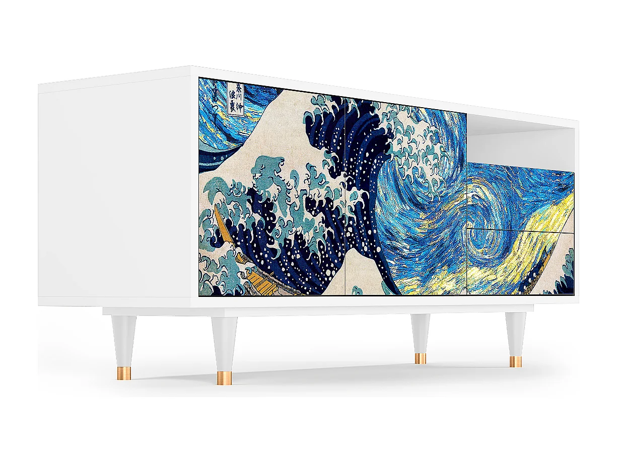 Szafka RTV - 125х56х41 cm - T7 - Great Wave, Biały