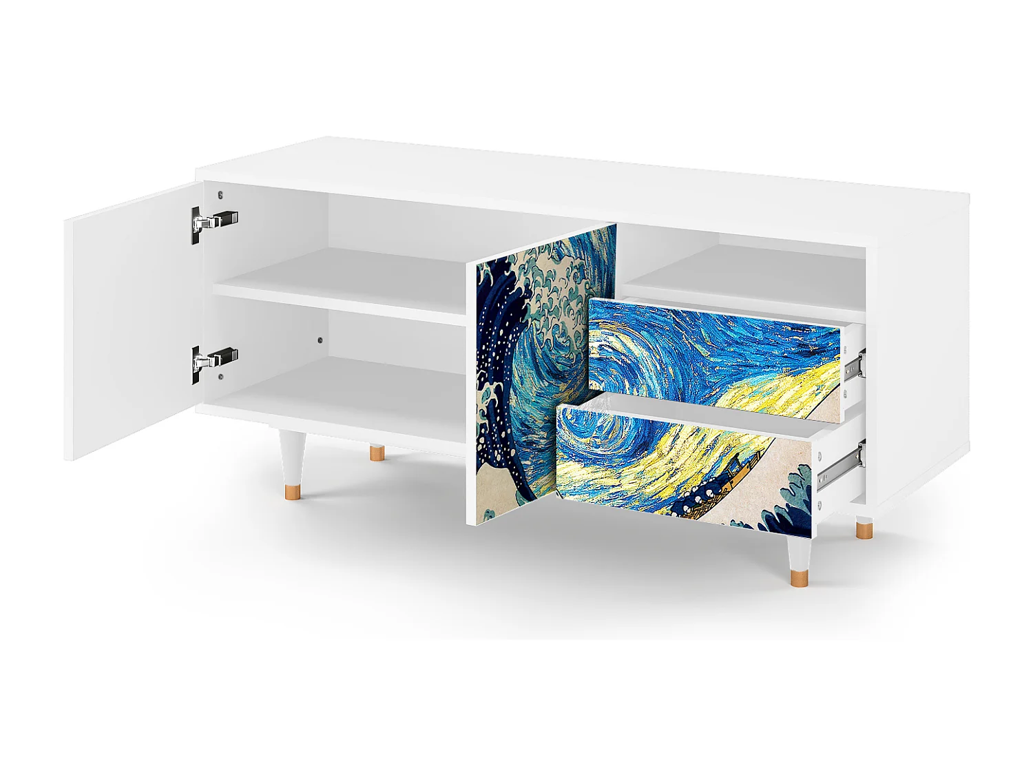 Szafka RTV - 125х56х41 cm - T7 - Great Wave, Biały