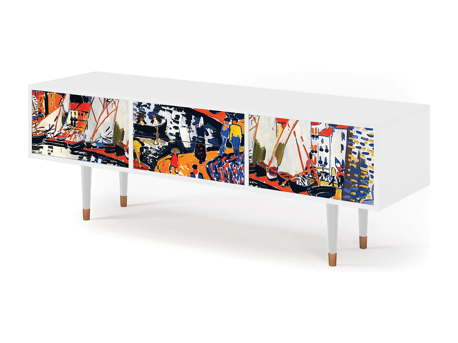 Meuble TV - 170х59х48 cm - T4 - Le Séchage des voiles , Blanc