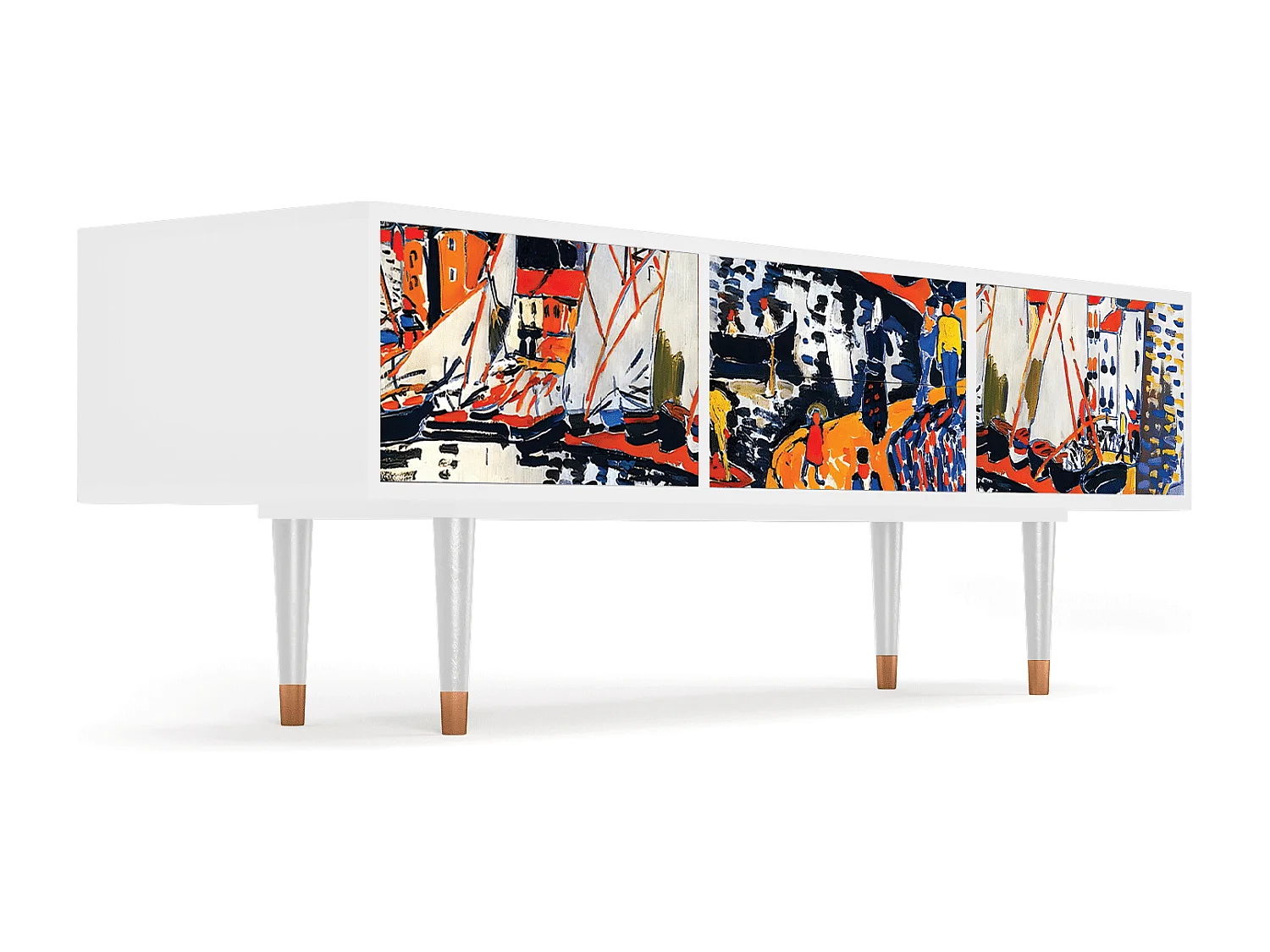 Meuble TV - 170х59х48 cm - T4 - Le Séchage des voiles , Blanc