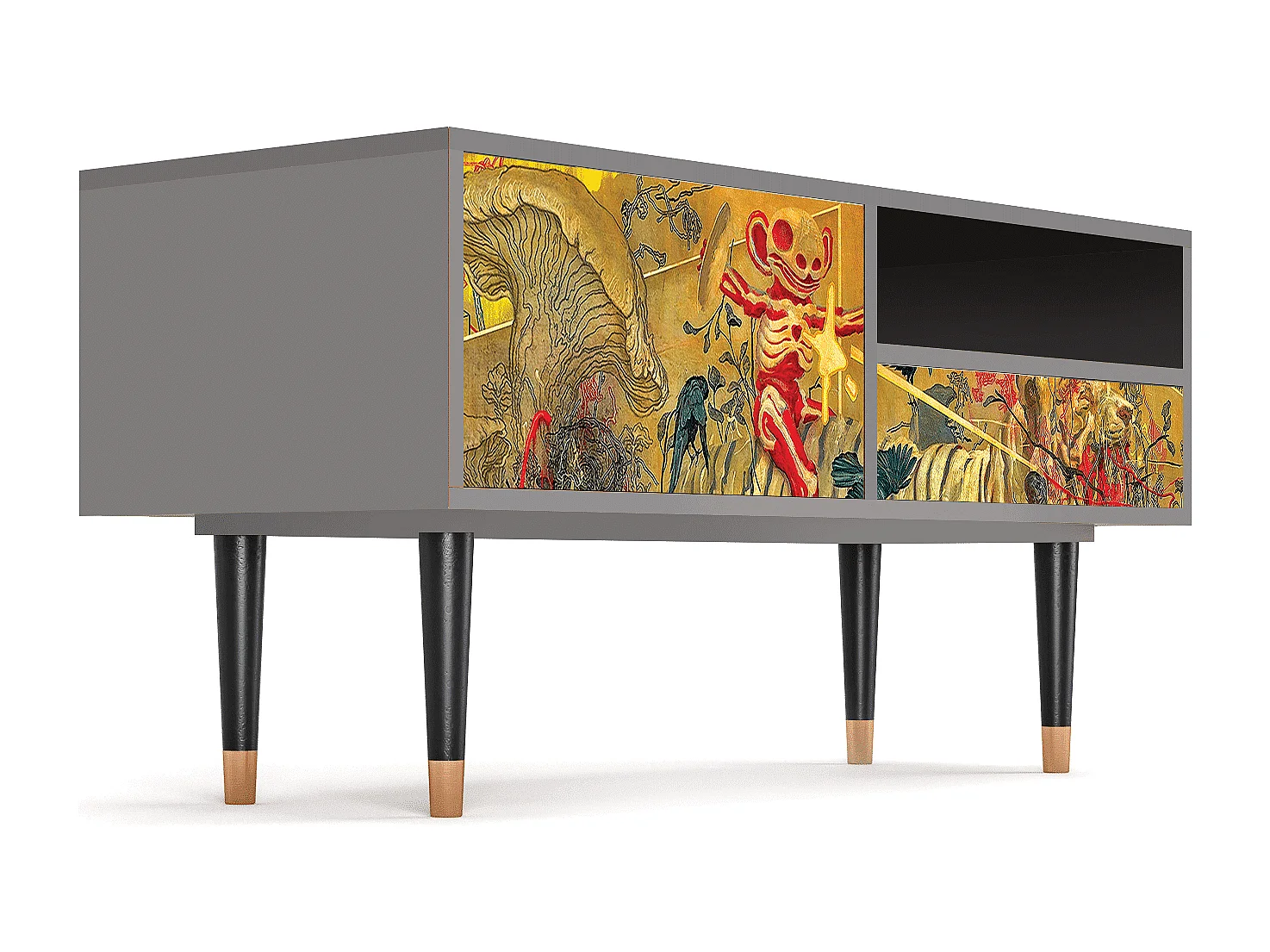 Szafka RTV - 115х59х48 cm - T3 - Blood by James Jean, Szary