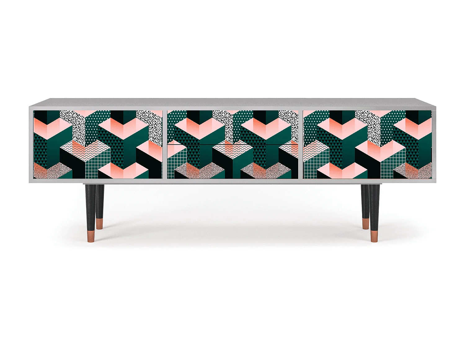 Mueble de TV - 170х59х48 cm - T4 - Geometric Madness, Cinza