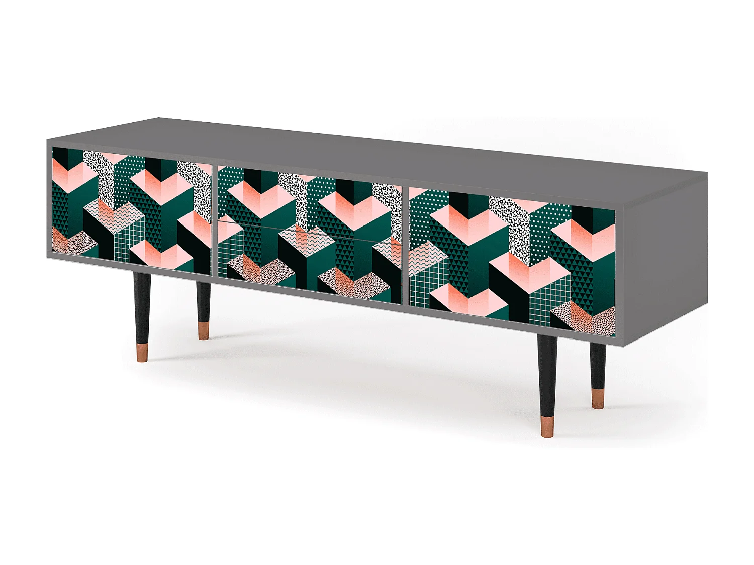 Mueble de TV - 170х59х48 cm - T4 - Geometric Madness, Cinza