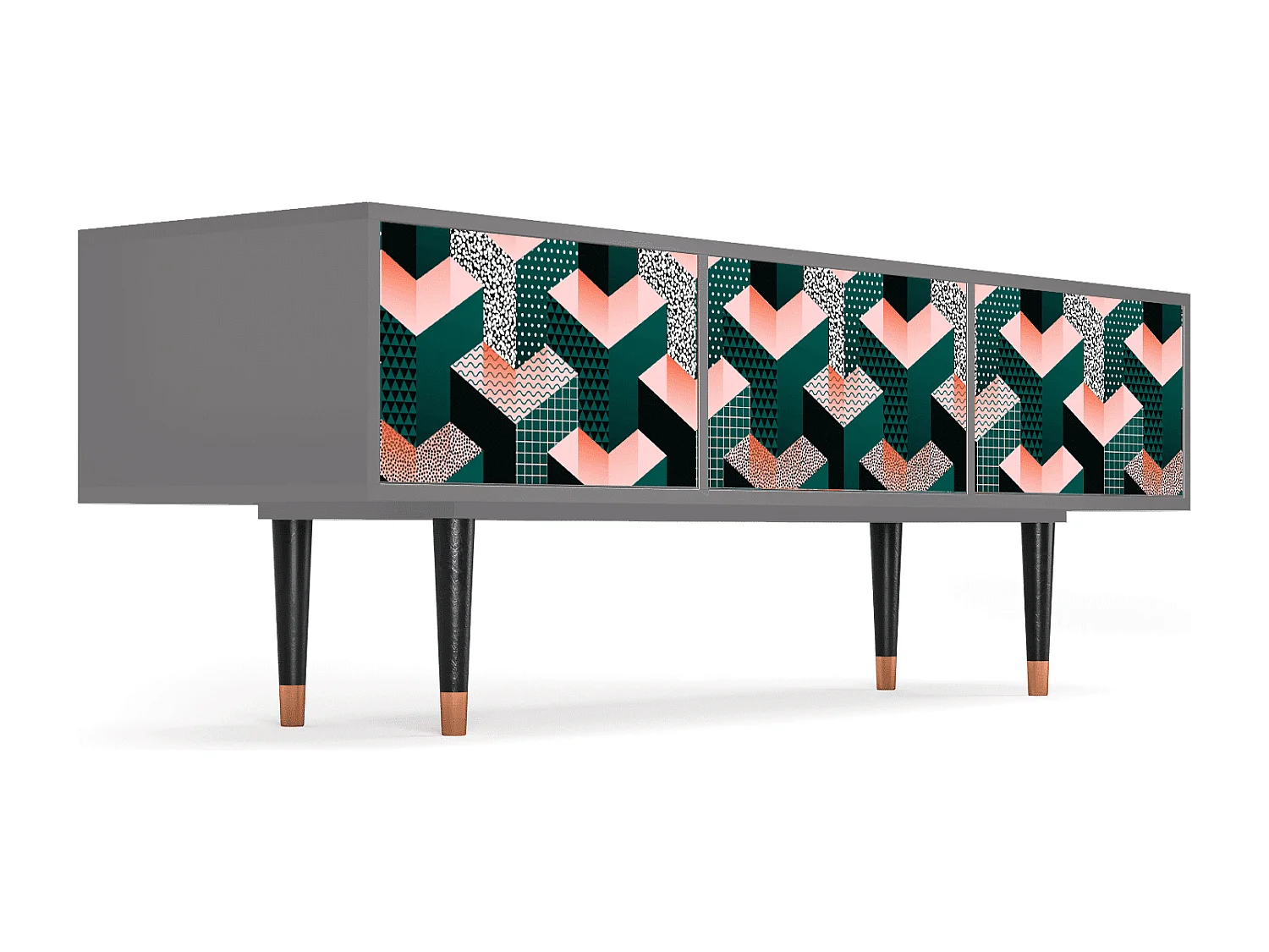 Mueble de TV - 170х59х48 cm - T4 - Geometric Madness, Cinza