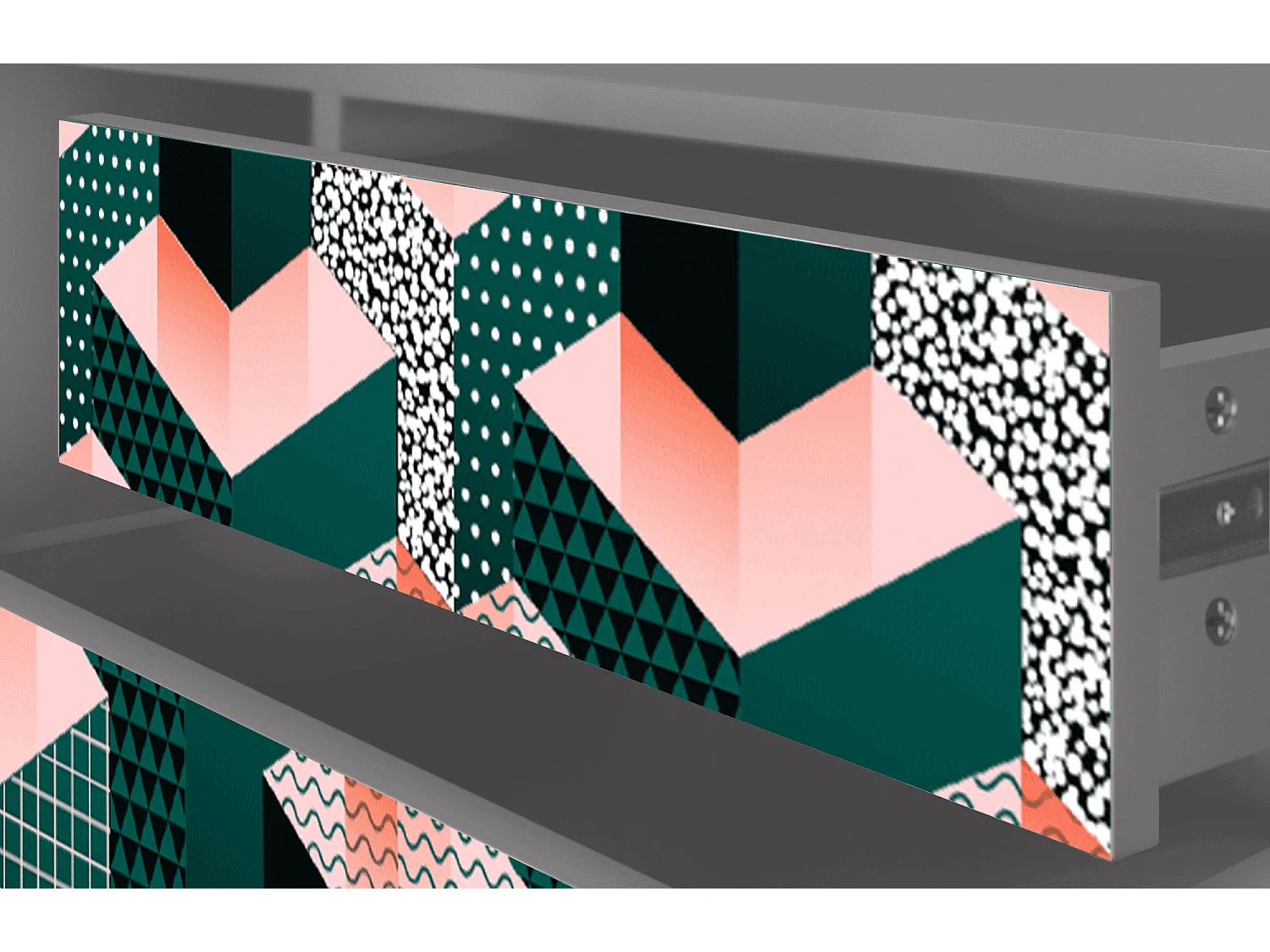 Mueble de TV - 170х59х48 cm - T4 - Geometric Madness, Cinza