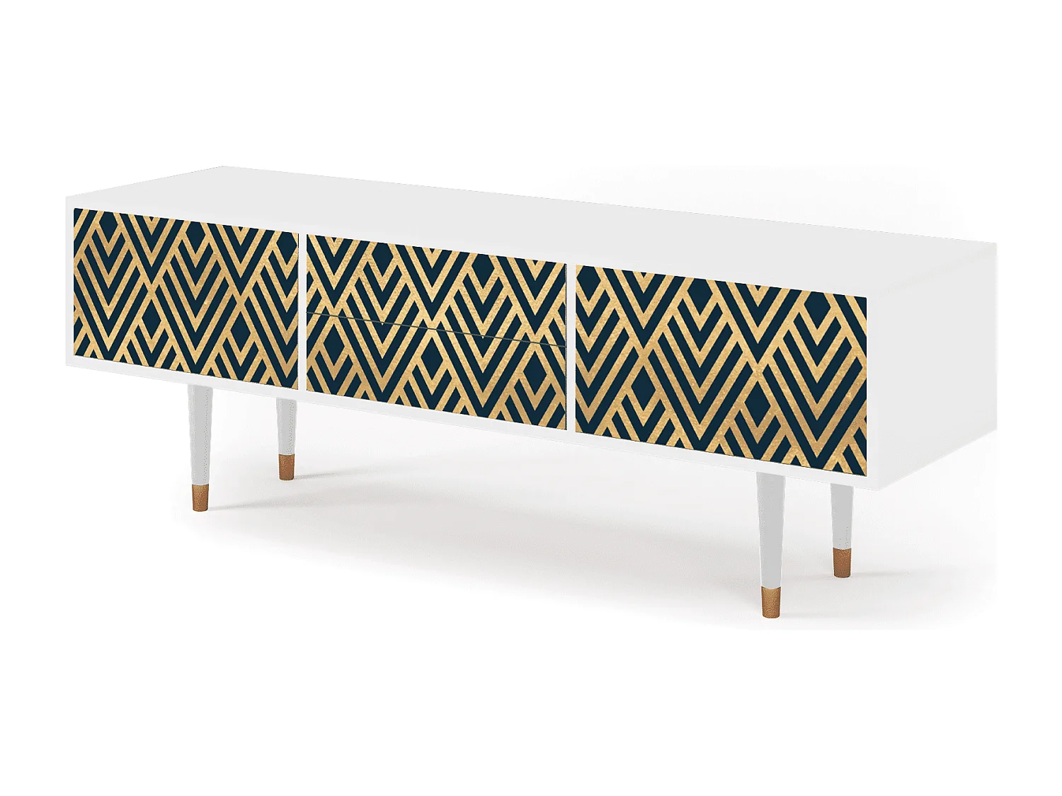 Meuble TV - 170х59х48 cm - T4 - Egypt Triangles, Blanc