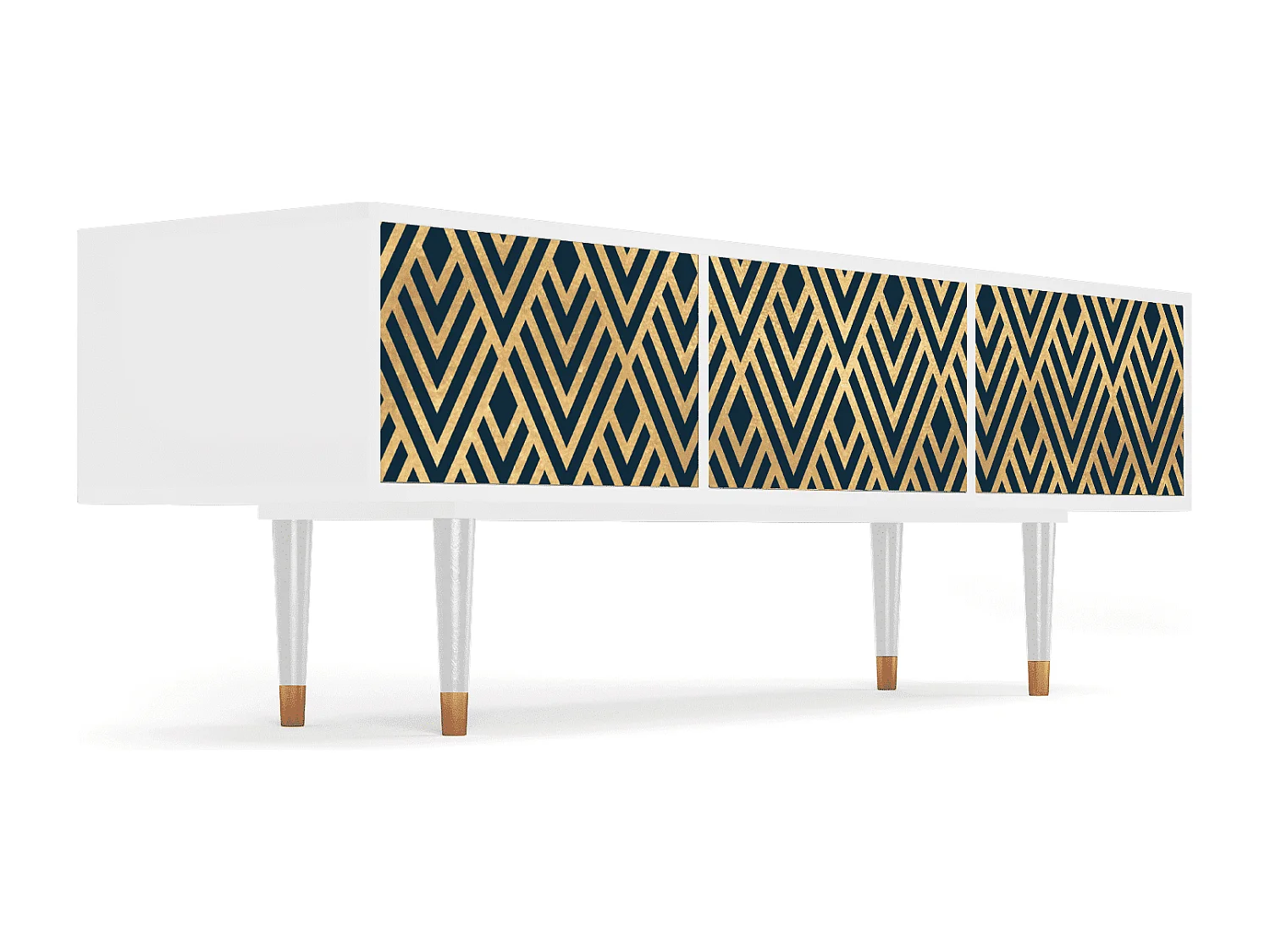 Meuble TV - 170х59х48 cm - T4 - Egypt Triangles, Blanc