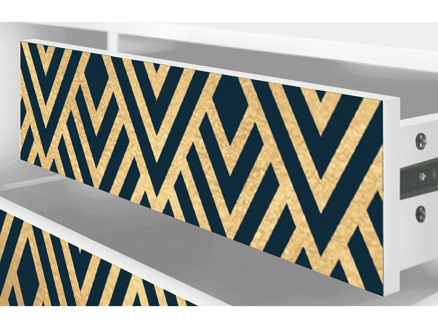 Meuble TV - 170х59х48 cm - T4 - Egypt Triangles, Blanc