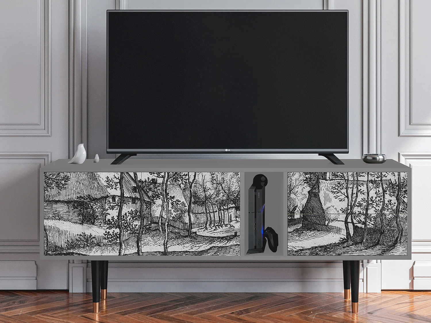 Mobile TV - 170х69х48 cm - T1 - Village Road, Grigio