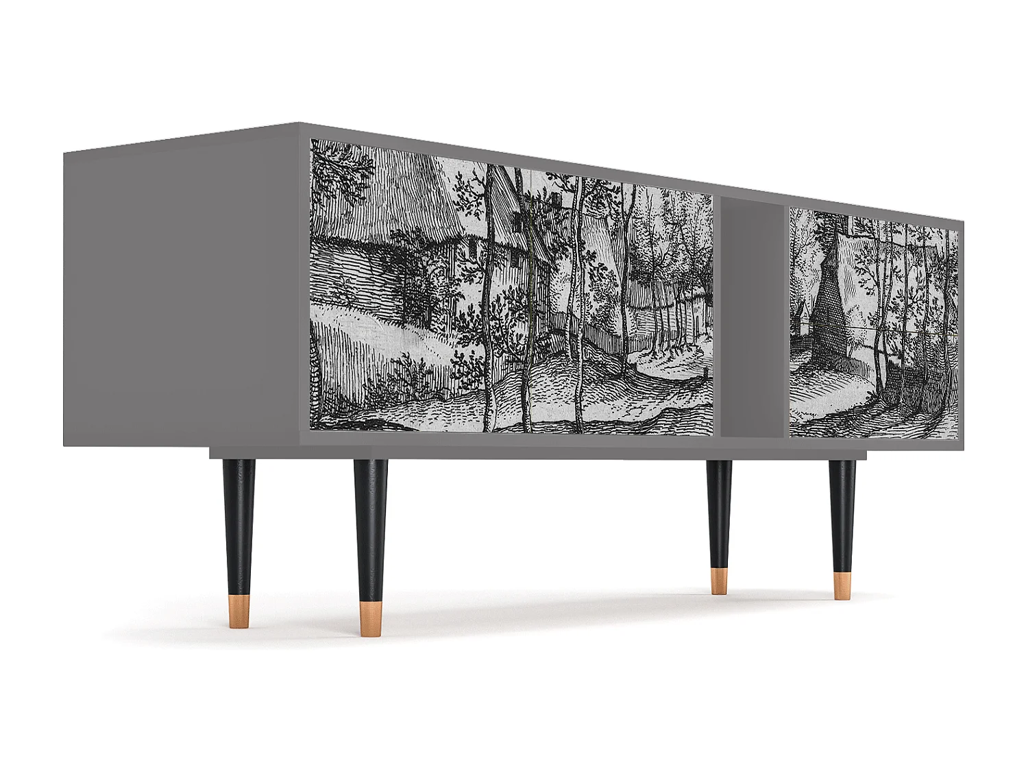 Mobile TV - 170х69х48 cm - T1 - Village Road, Grigio