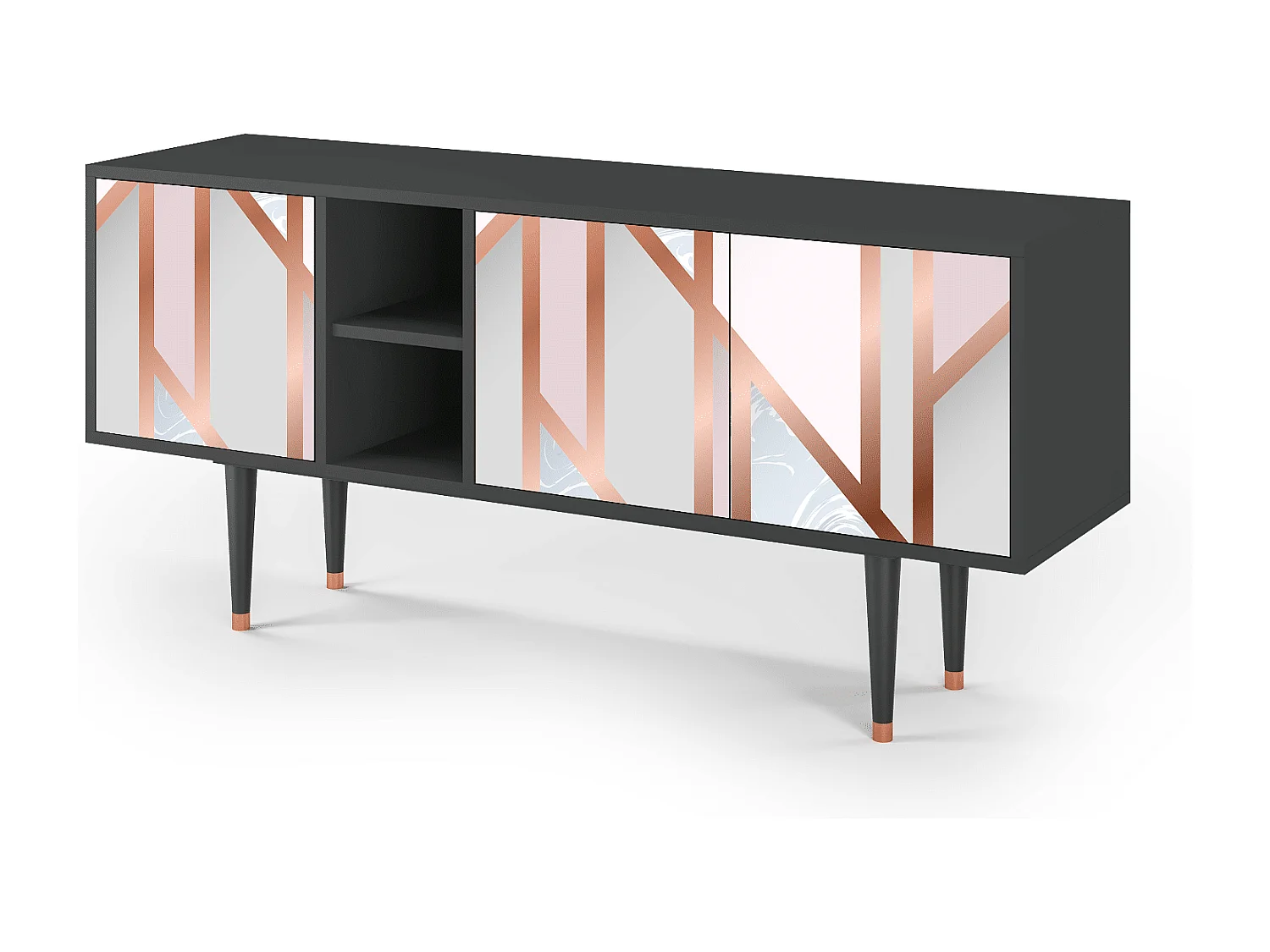 Mueble de TV - 150х69х41 cm - T5 - Champagne Story, Antracita