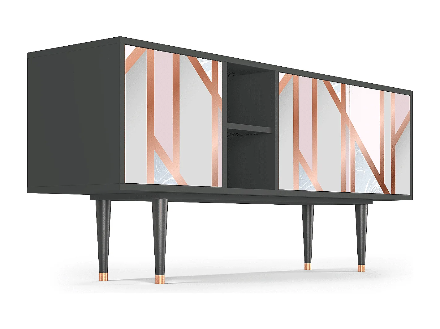 Mueble de TV - 150х69х41 cm - T5 - Champagne Story, Antracita