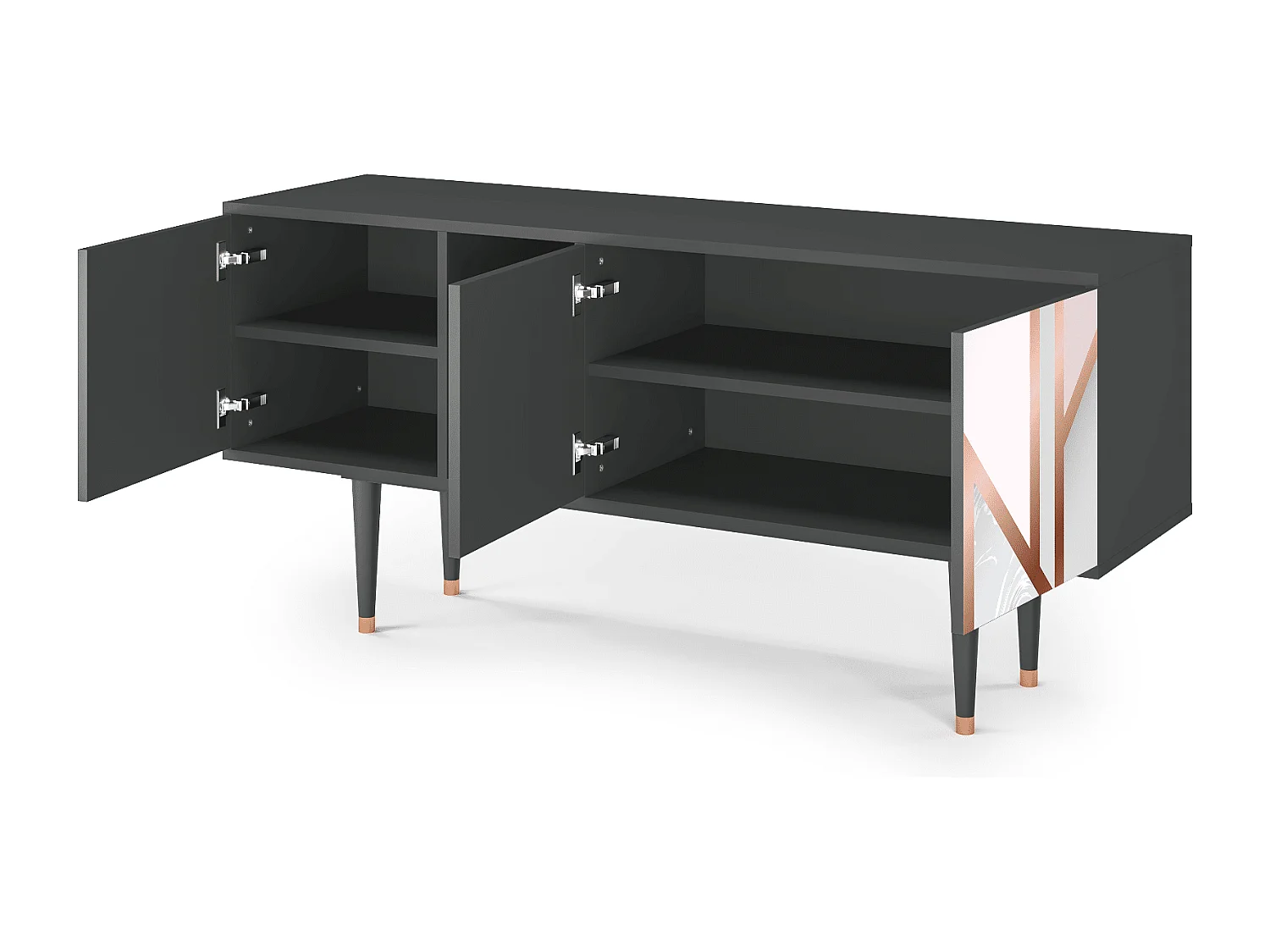 Mueble de TV - 150х69х41 cm - T5 - Champagne Story, Antracita