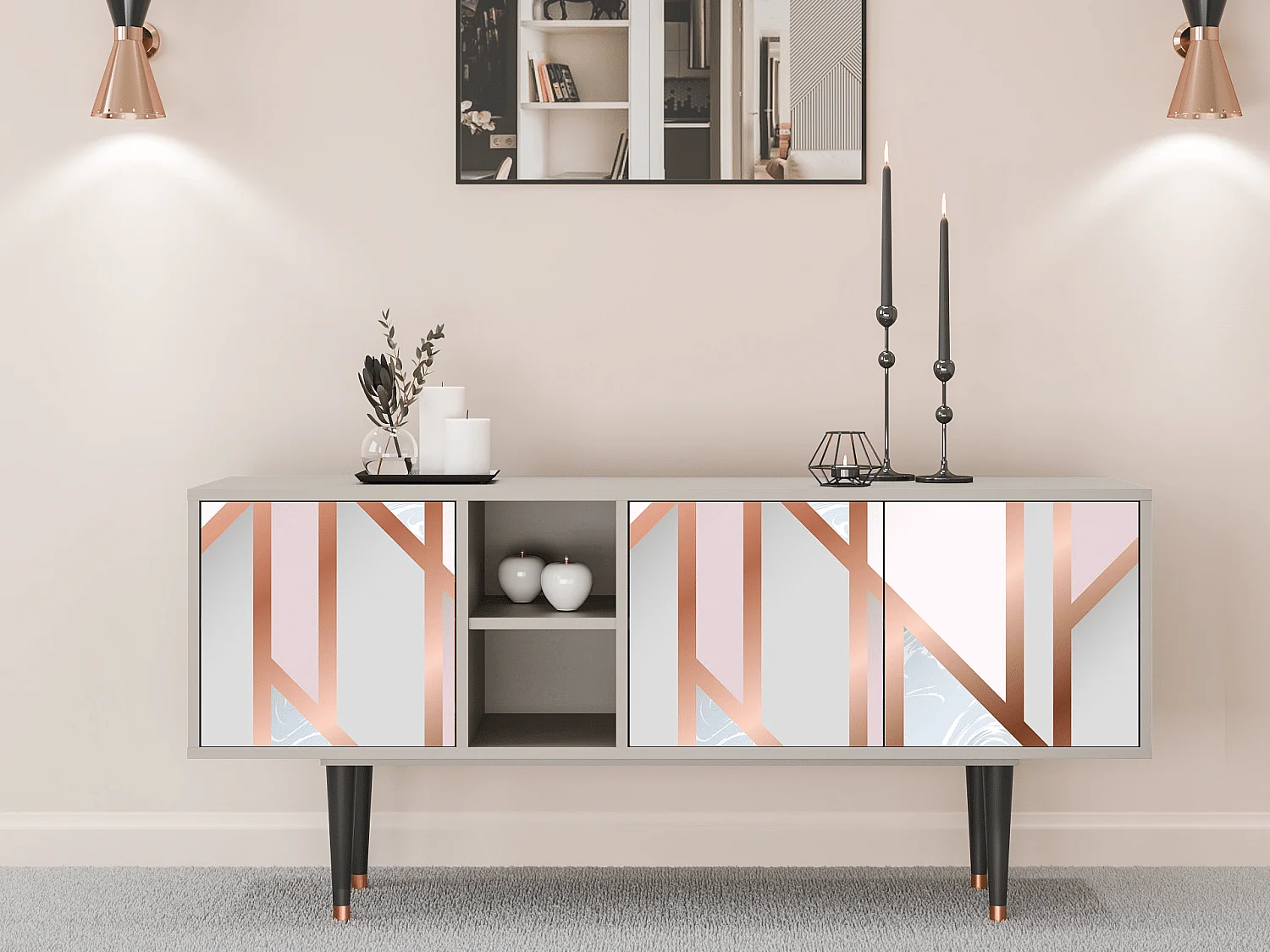 Meuble TV - 150х69х41 cm - T5 - Champagne Story, Sable