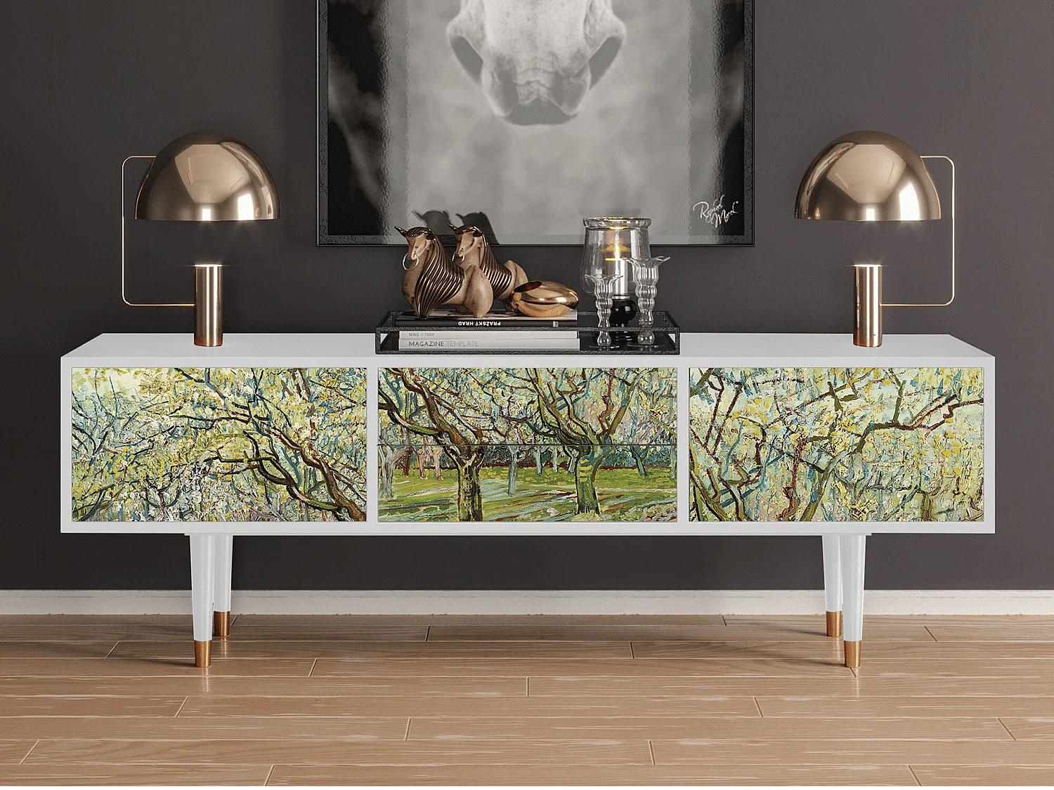 Mueble de TV - 170х59х48 cm - T4 - The Branco Orchard, Branco