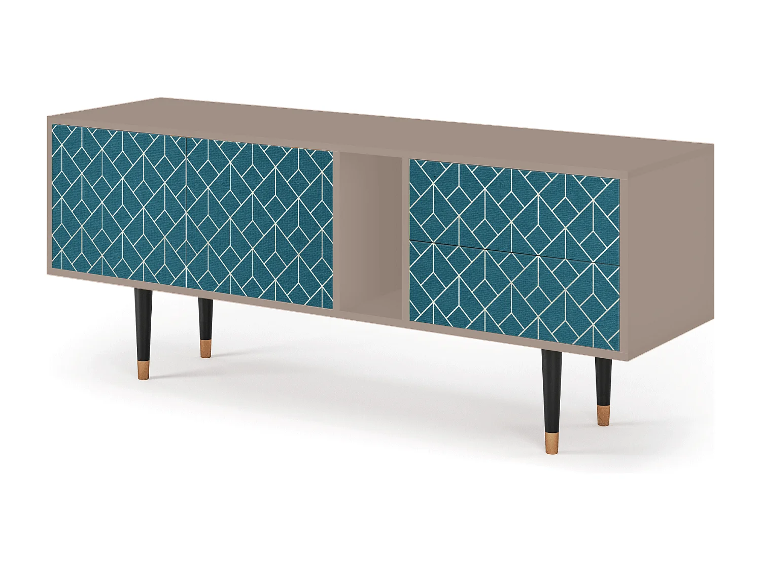 TV-meubel - 170х69х48 cm - T1 - Turquoise Geometry, Latte