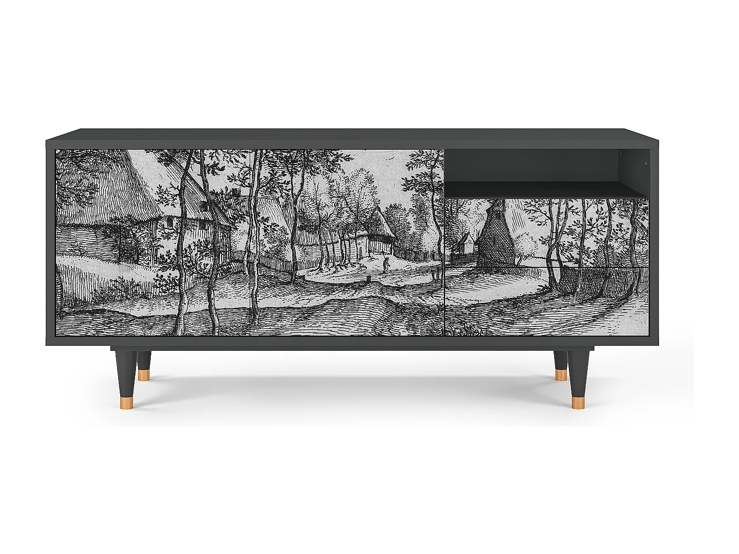 Meuble TV - 125х56х41 cm - T7 - Village Road, Anthracite