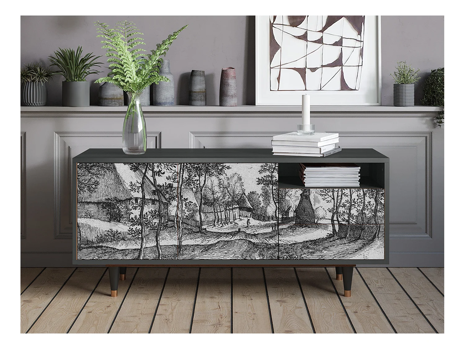 Mobile TV - 125х56х41 cm - T7 - Village Road, Antracite