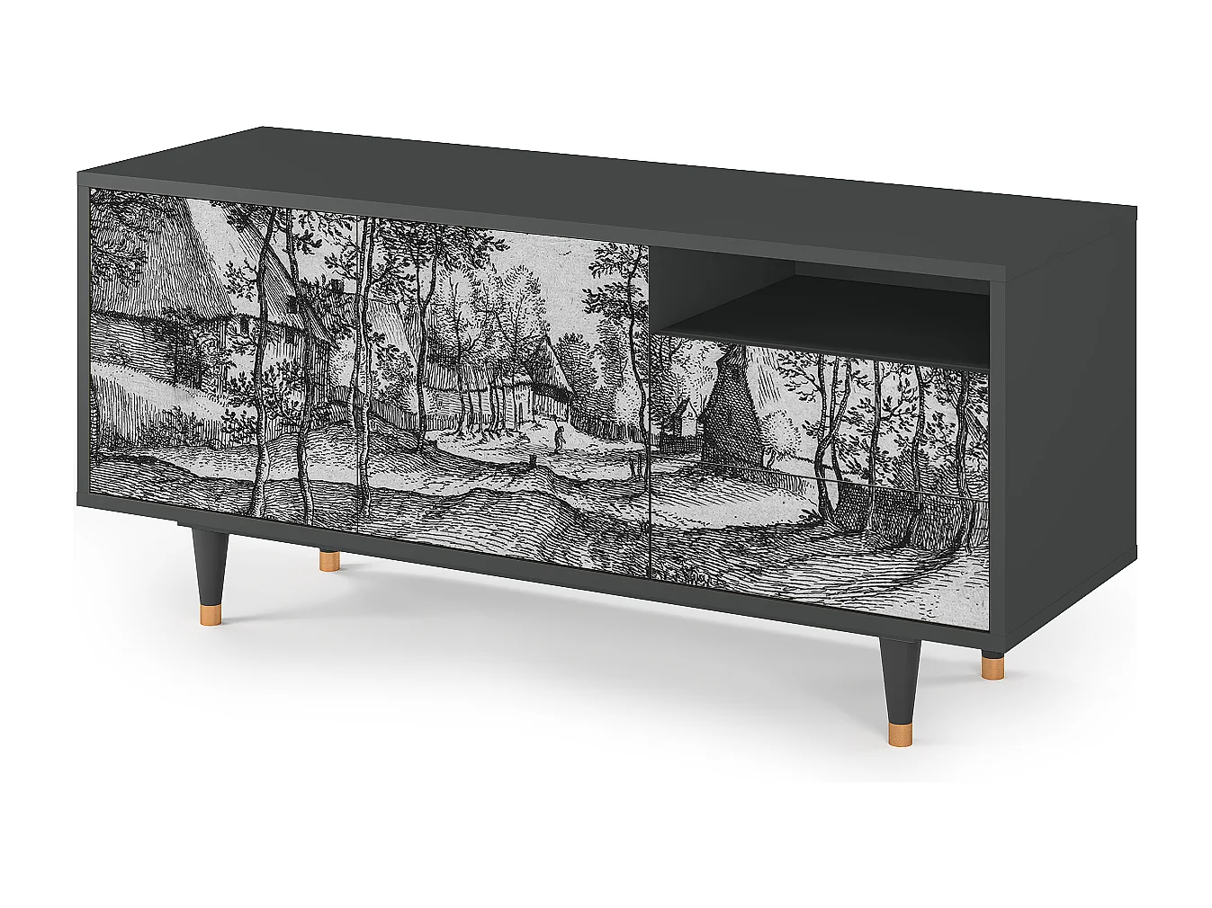 Meuble TV - 125х56х41 cm - T7 - Village Road, Anthracite