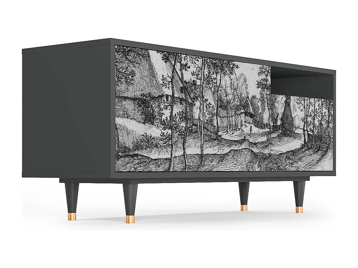 Meuble TV - 125х56х41 cm - T7 - Village Road, Anthracite