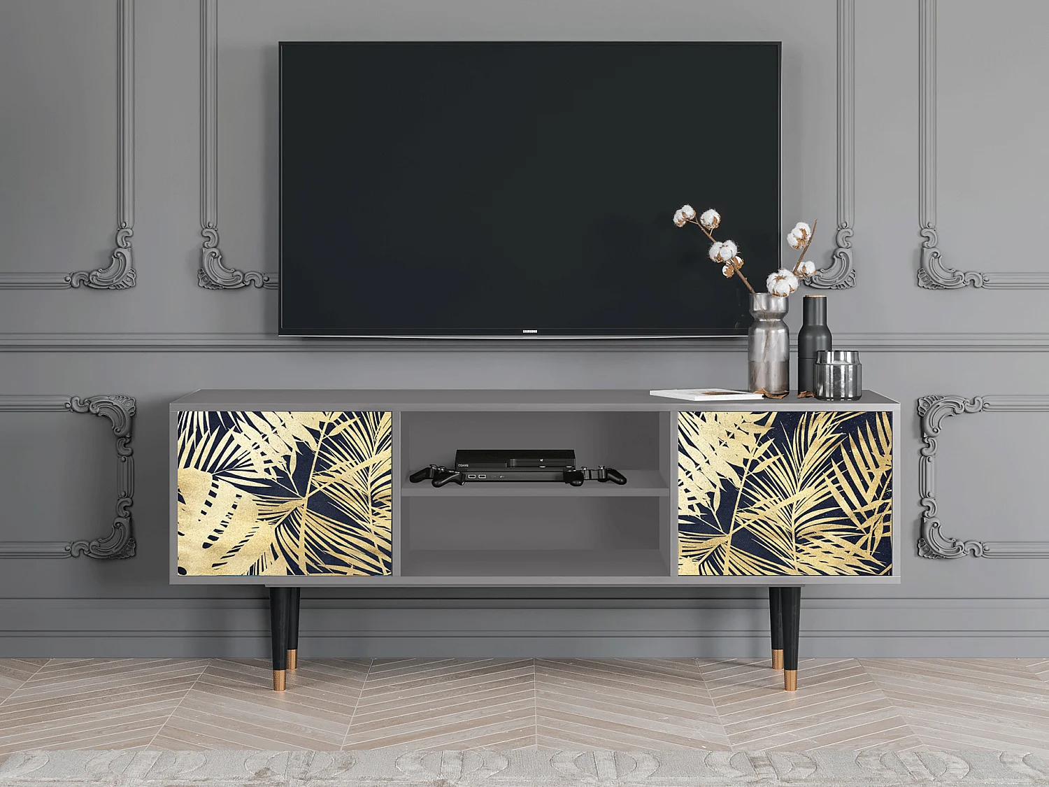 Mobile TV - 170х69х48 cm - T2 - Jungle Vibes, Grigio